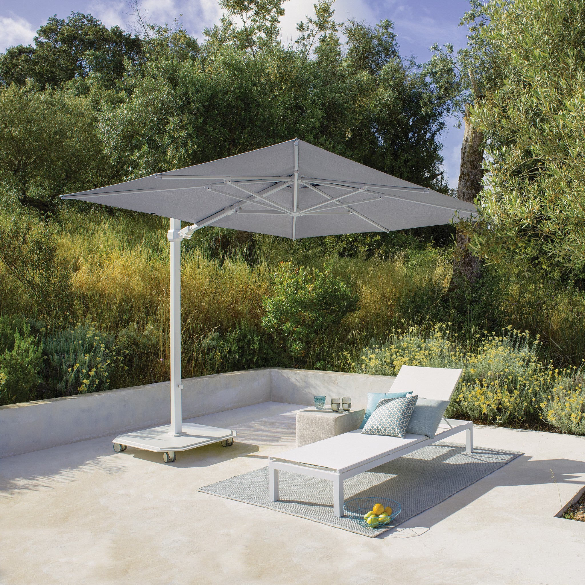 10' Square Aluminum Sidepost Tilt Umbrella