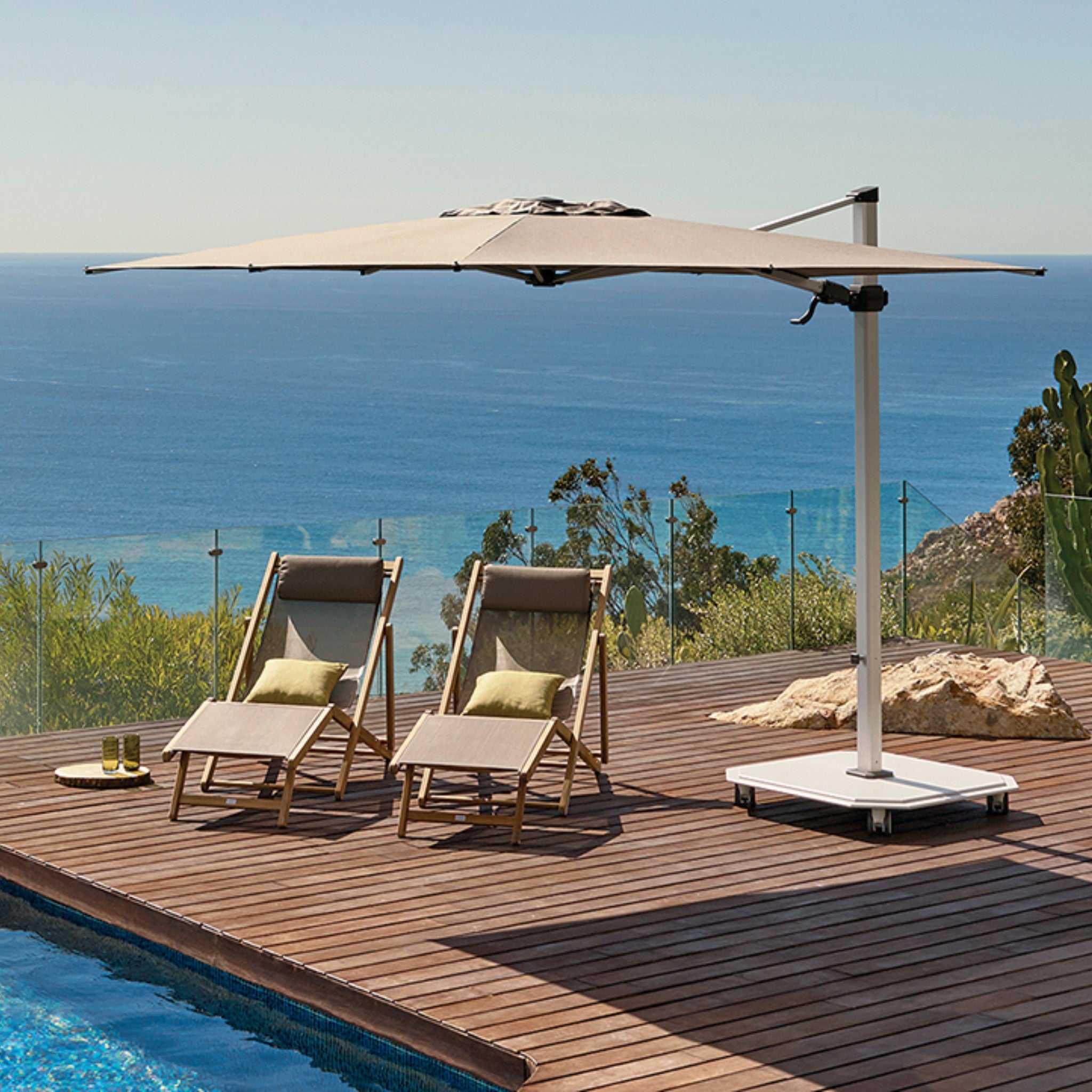 10' Square Aluminum Sidepost Tilt Umbrella