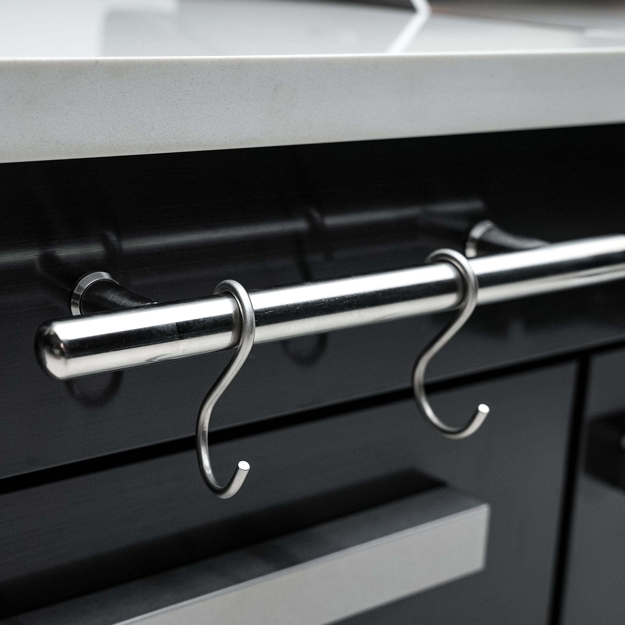 Compact 6 ft. Black Stainless Steel 5-Burner Outdoor Kitchen Island