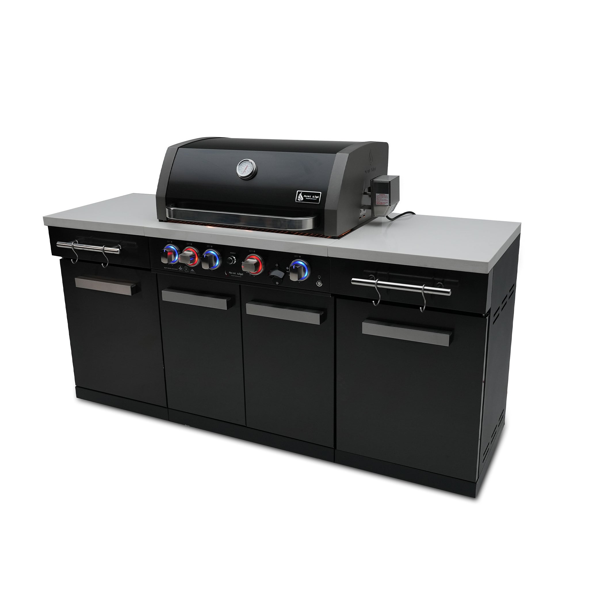 Compact 6 ft. Black Stainless Steel 5-Burner Outdoor Kitchen Island