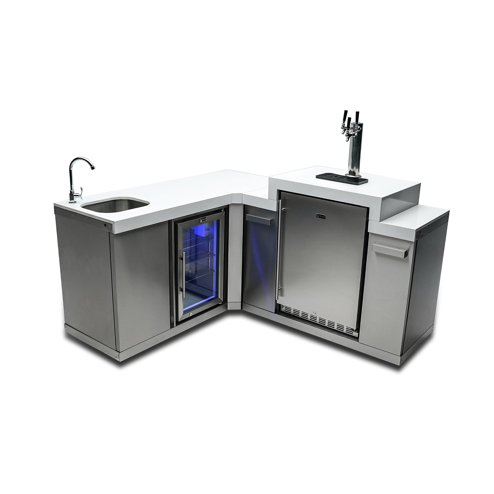 Beverage Center with 90-Degree Corner and Kegerator