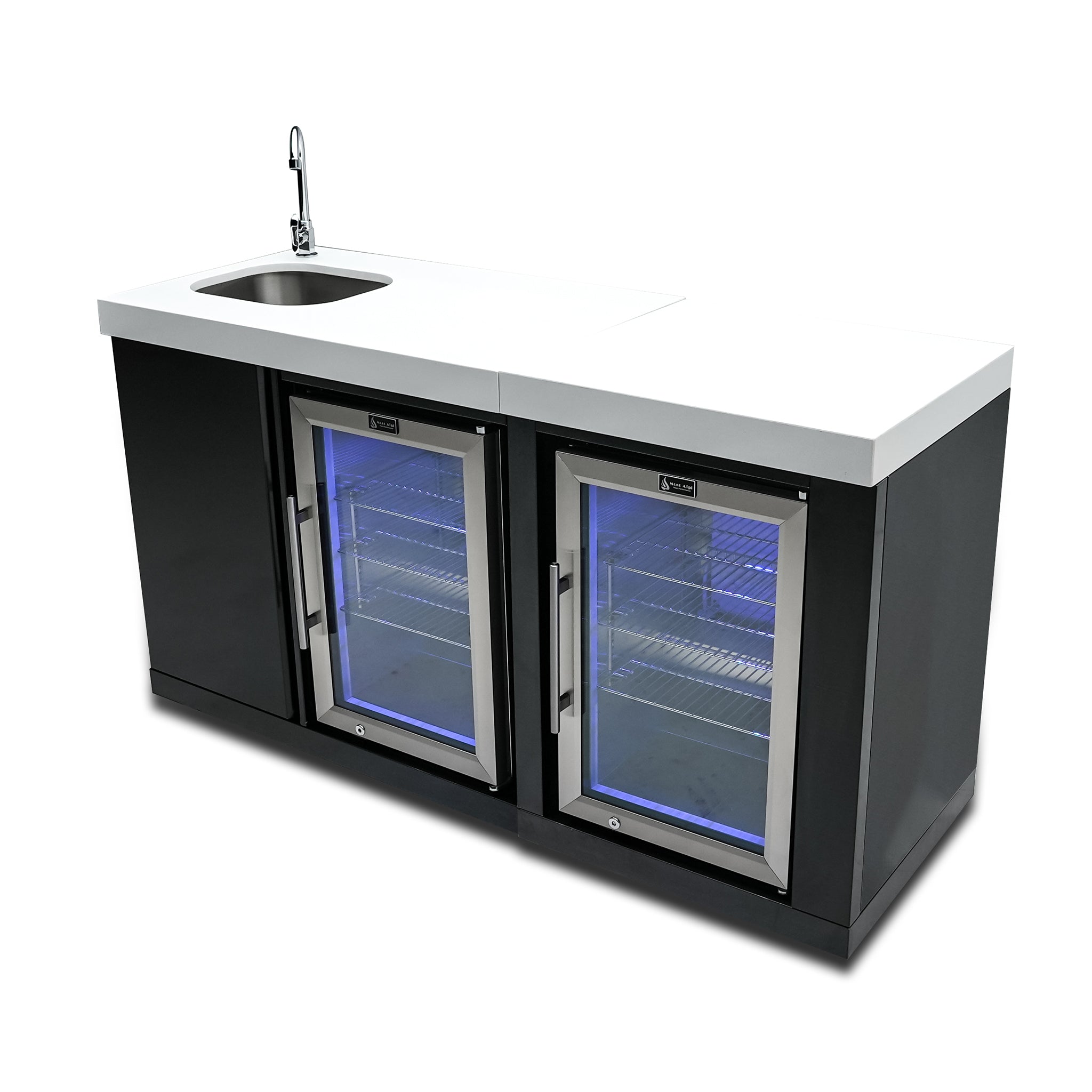 Black Stainless Steel Beverage Center and Fridge Cabinet