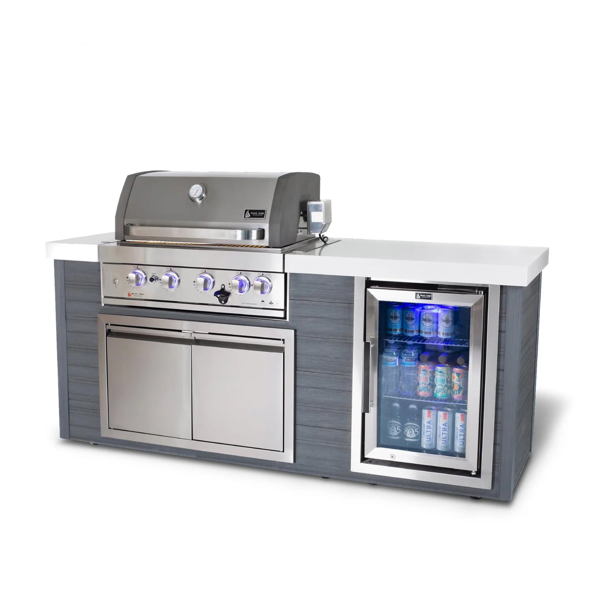 Artwood 6.5 ft. HDPE 4-Burner Outdoor Kitchen Island with Refrigerator