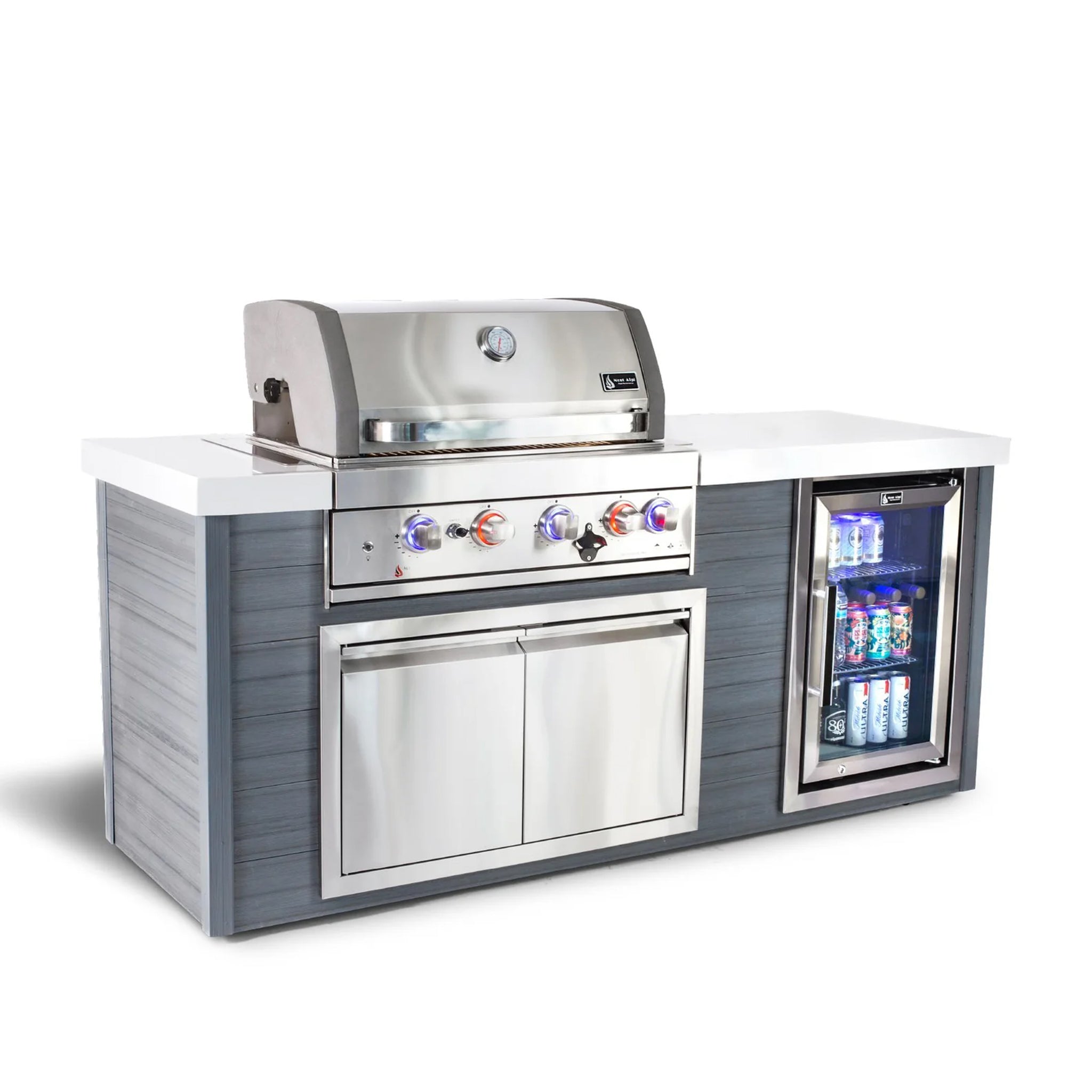 Artwood 6.5 ft. HDPE 4-Burner Outdoor Kitchen Island with Refrigerator