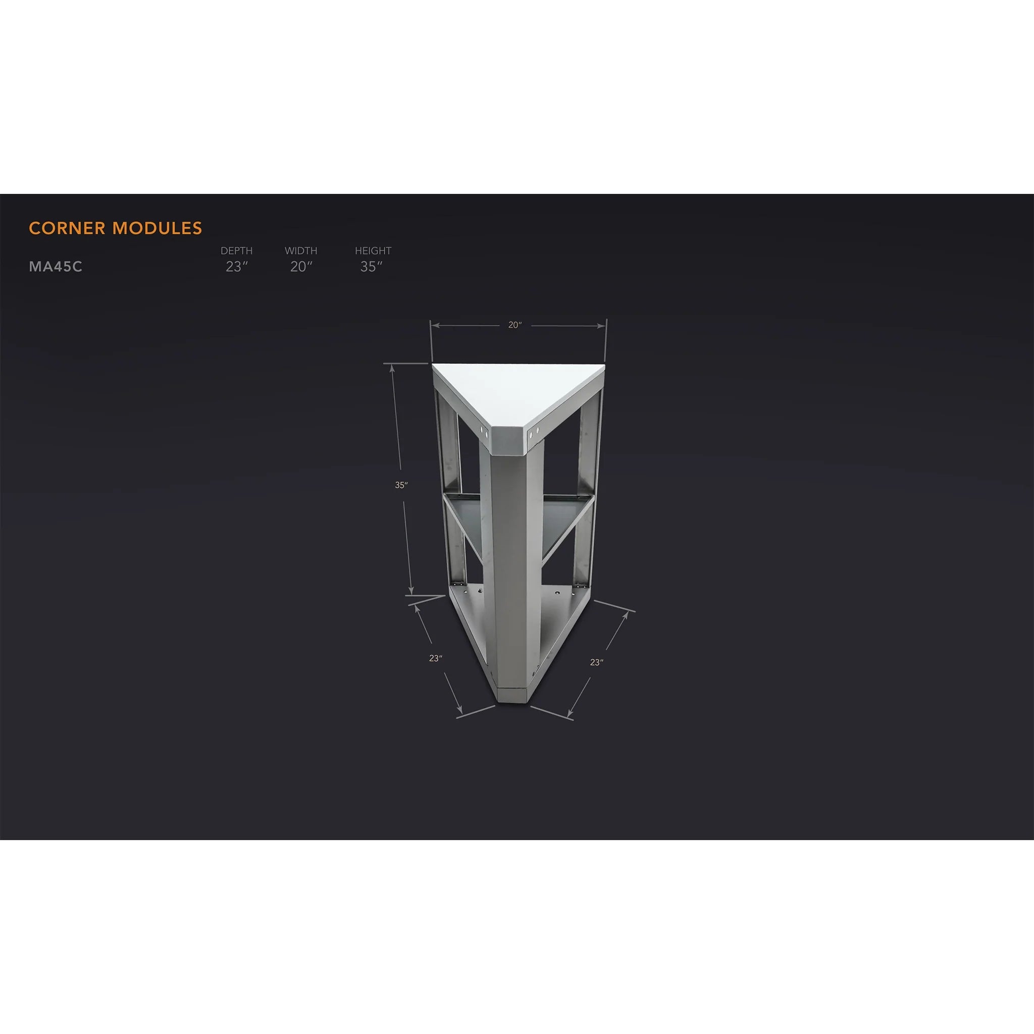 45 Degree Corner Module Extension for Stainless Steel Outdoor Kitchen Island