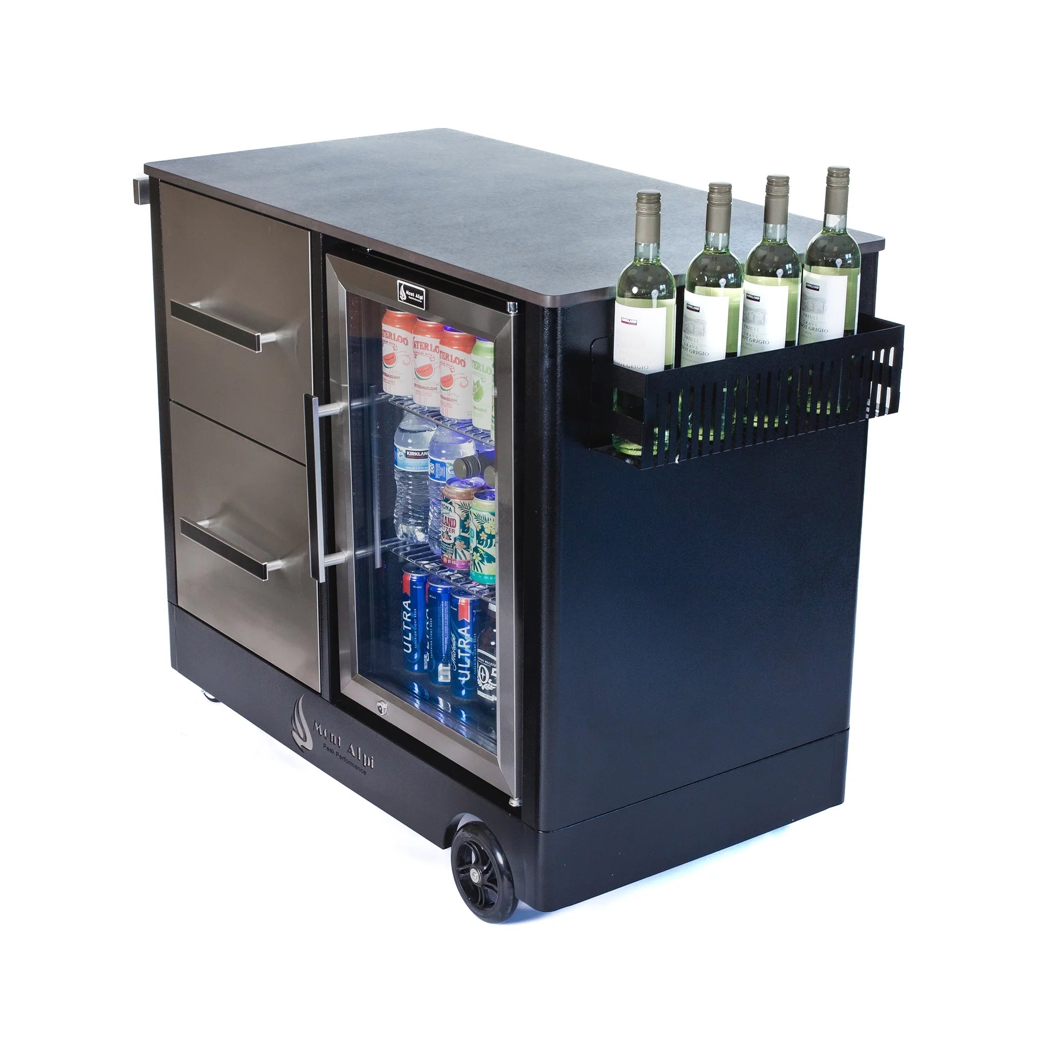 Stainless Steel Large Outdoor Prep Center and Bar Cart