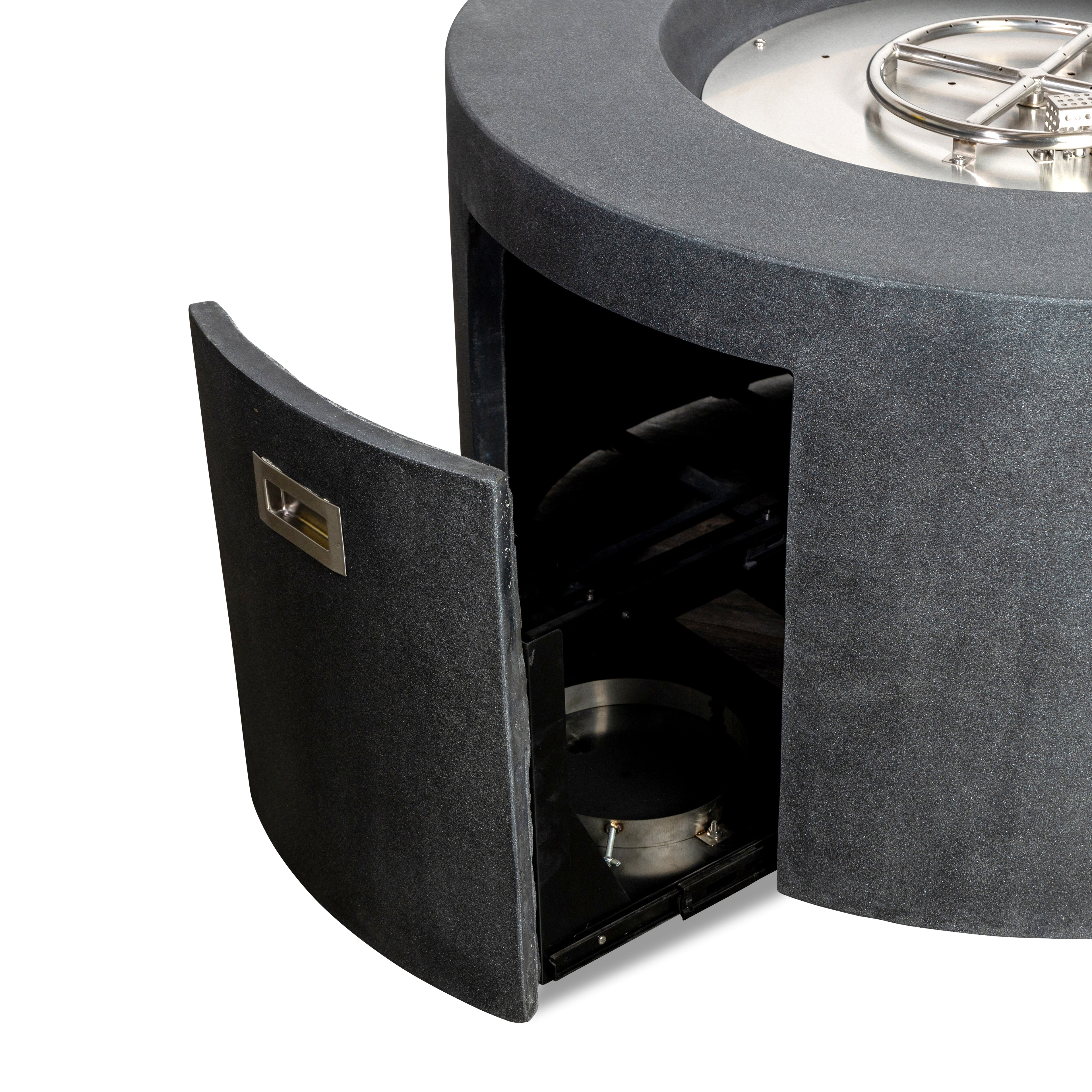 Beton 42" Round Concrete Propane Gas Fire Pit with Access Door#Finish_Graphite