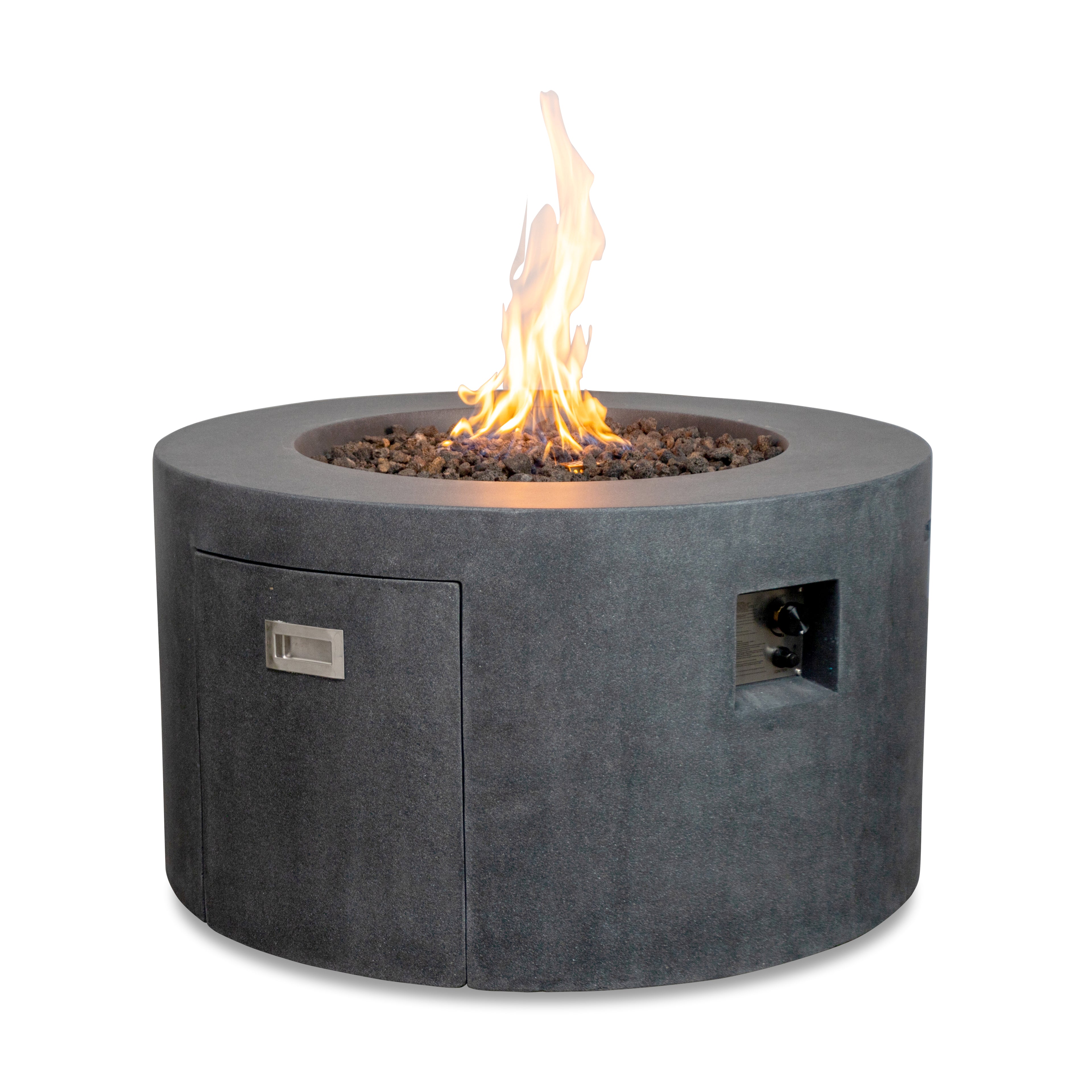 Beton 42" Round Concrete Propane Gas Fire Pit with Access Door#Finish_Graphite
