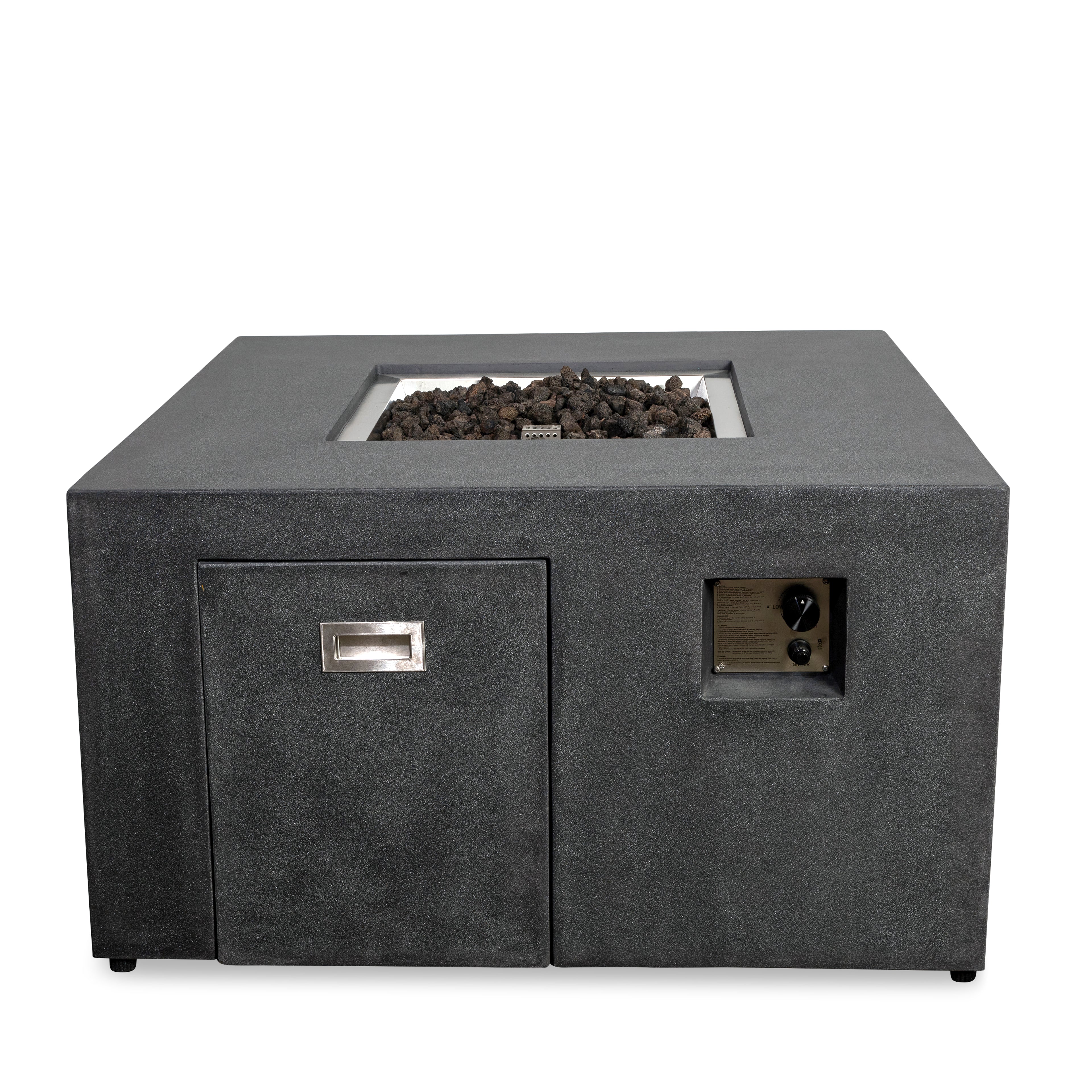 Beton 42" Square Hidden Propane Tank Gas Fire Pit#Finish_Graphite