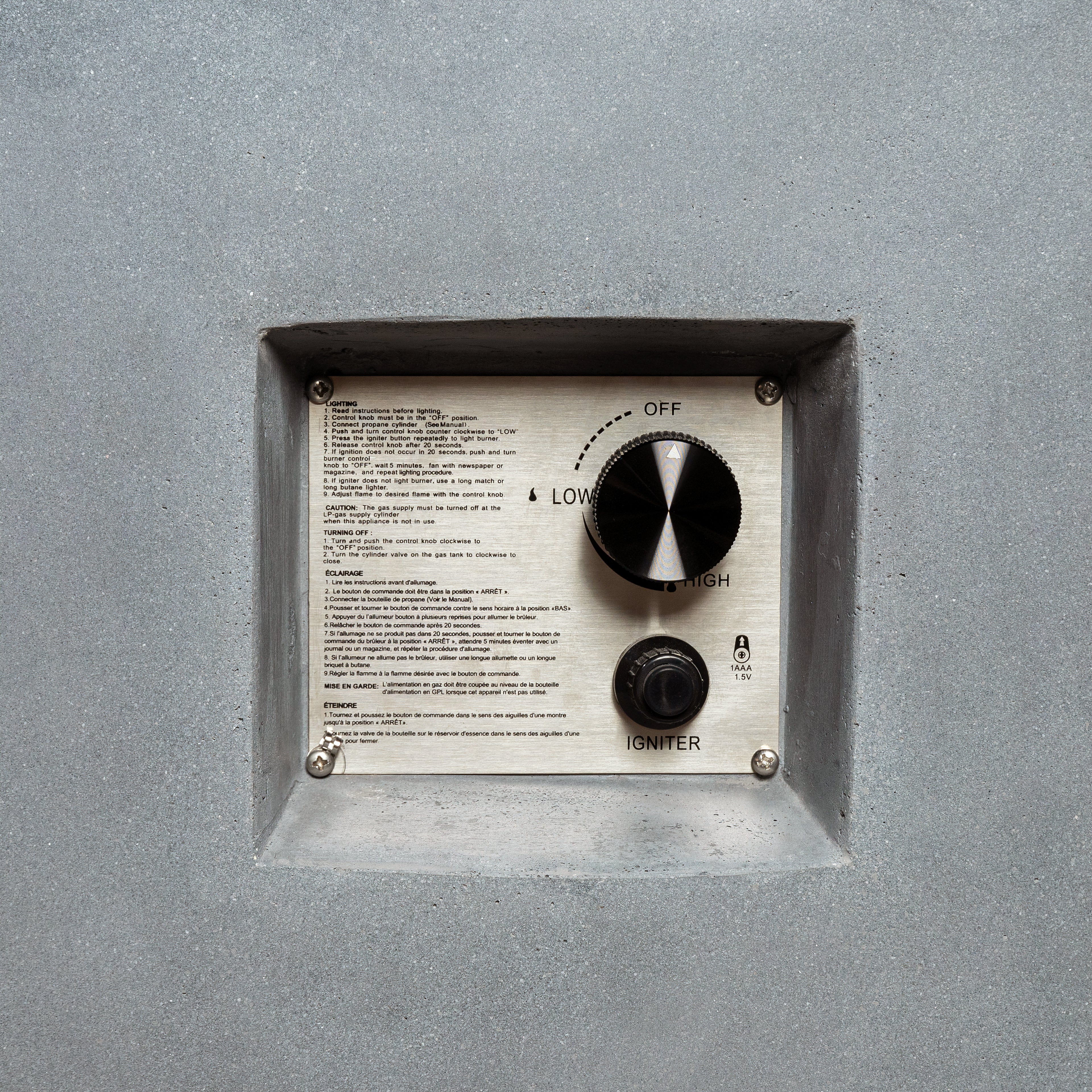 Beton 42" Round Concrete Propane Gas Fire Pit with Access Door#Finish_Natural Gray