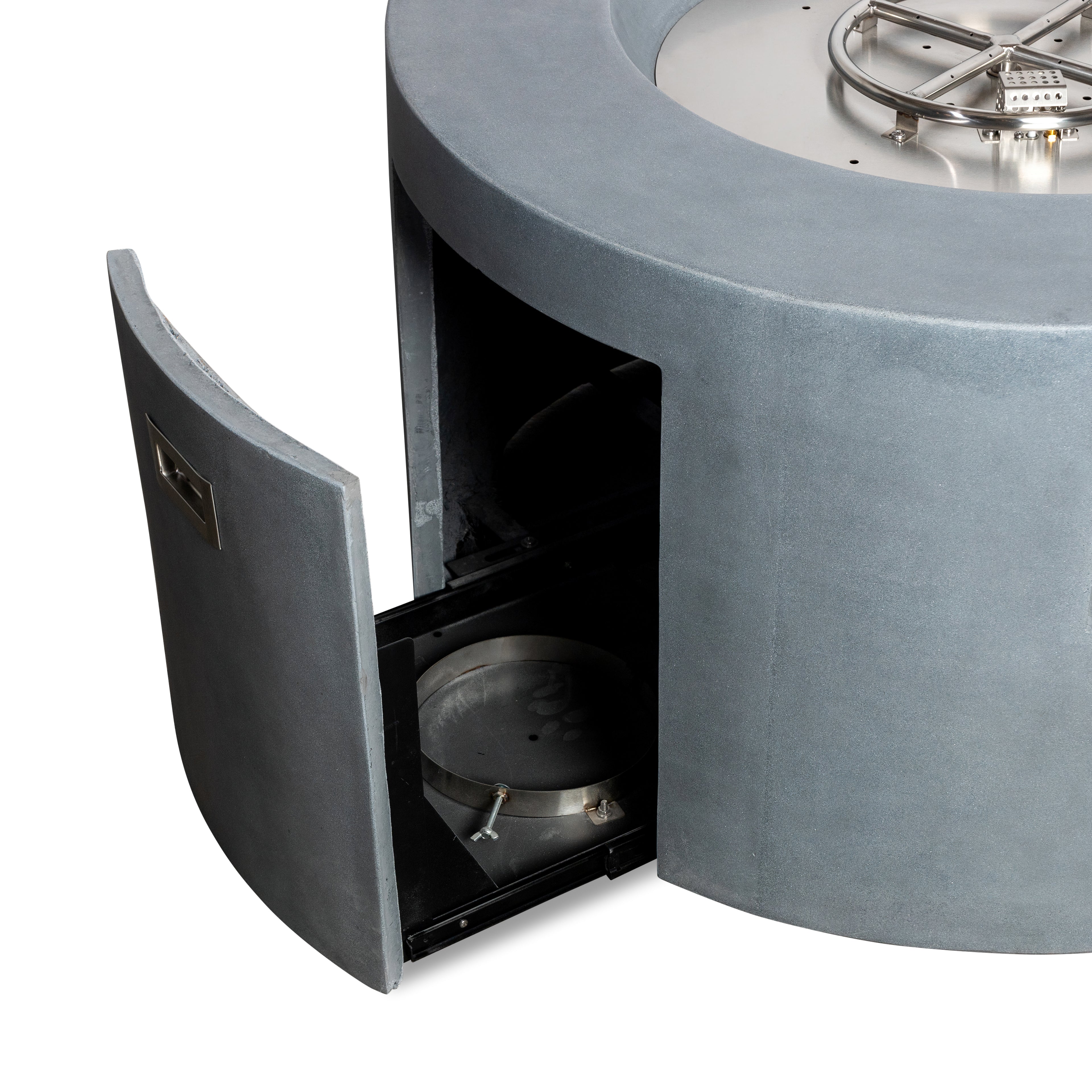 Beton 42" Round Concrete Propane Gas Fire Pit with Access Door#Finish_Natural Gray