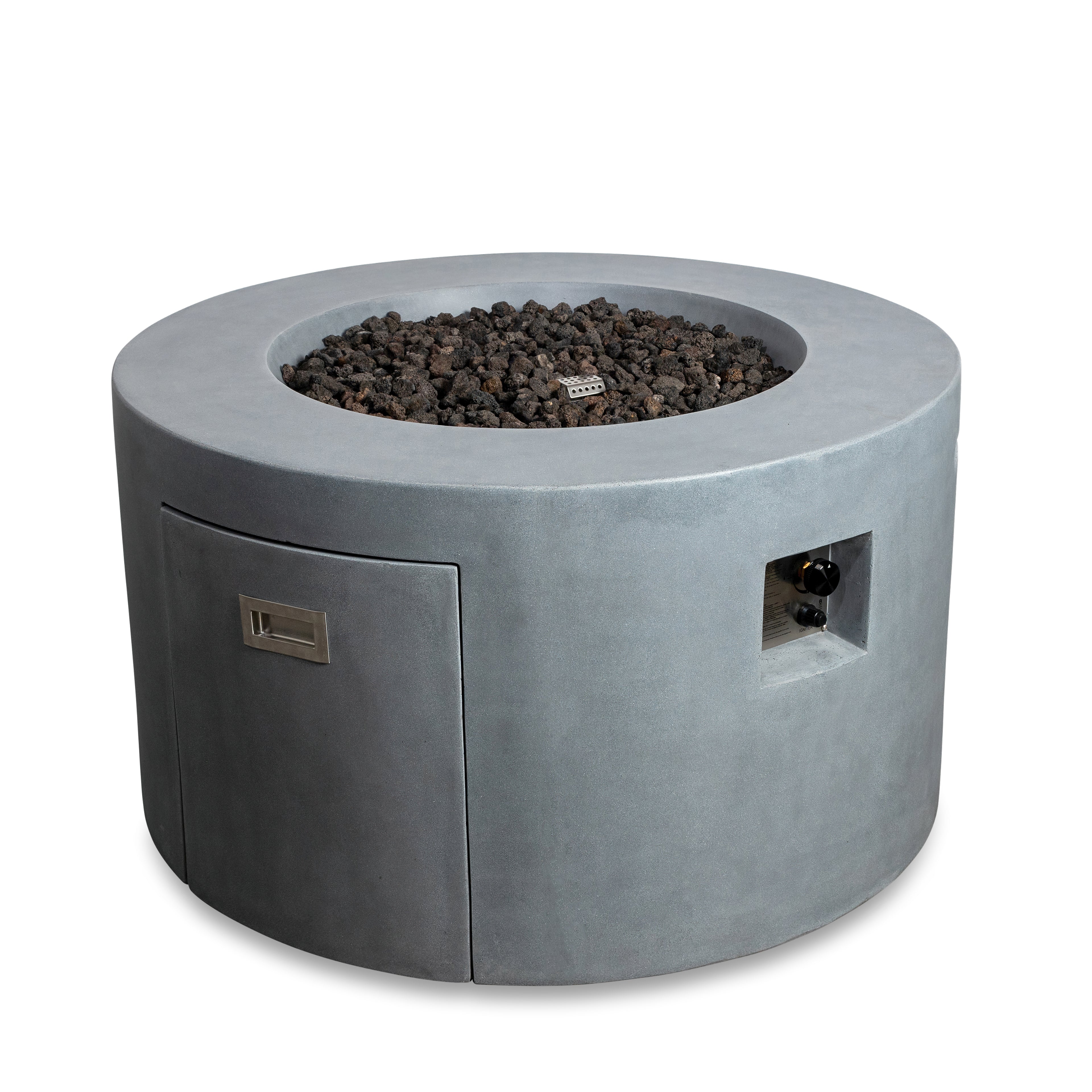 Beton 42" Round Concrete Propane Gas Fire Pit with Access Door#Finish_Natural Gray