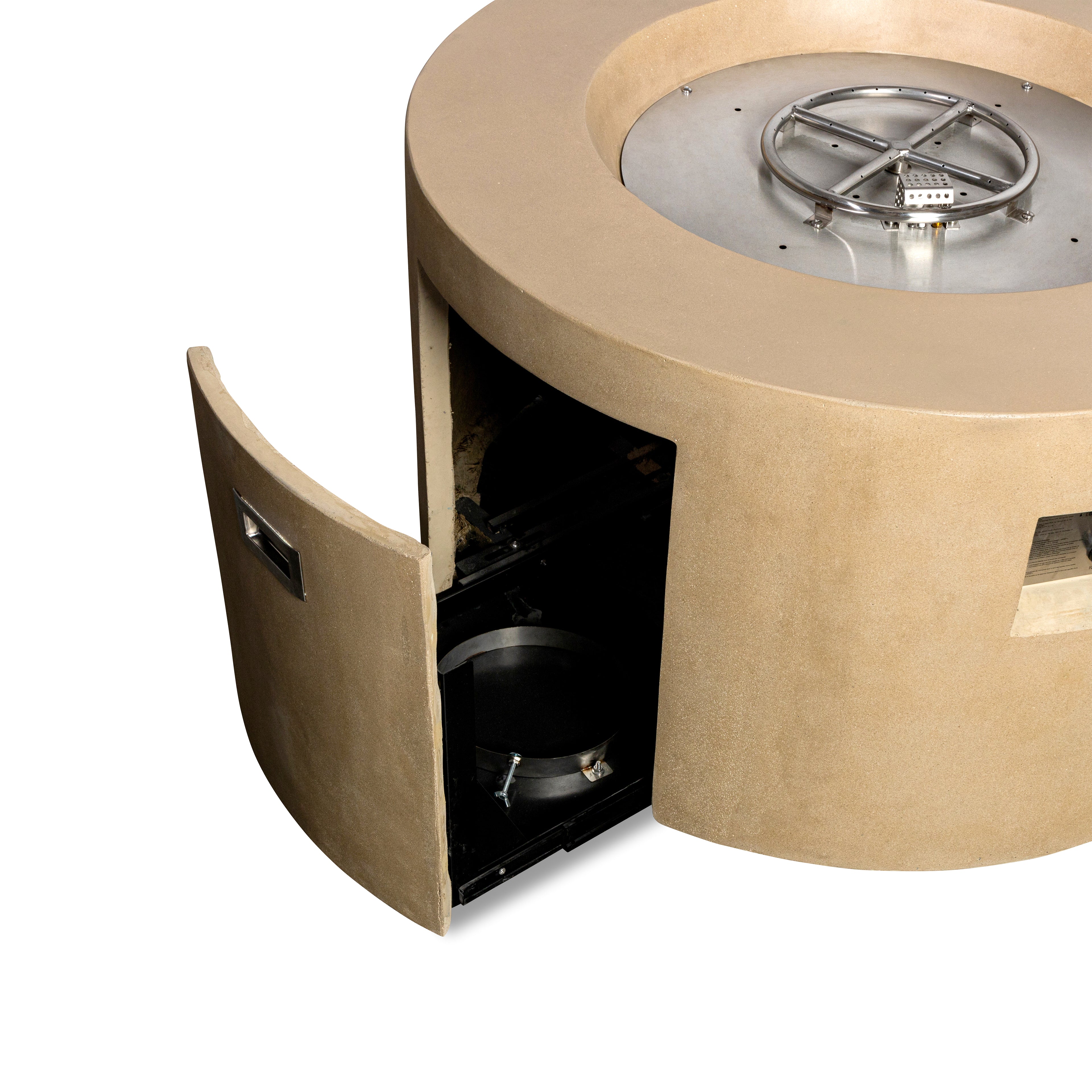 Beton 42" Round Concrete Propane Gas Fire Pit with Access Door#Finish_Sand