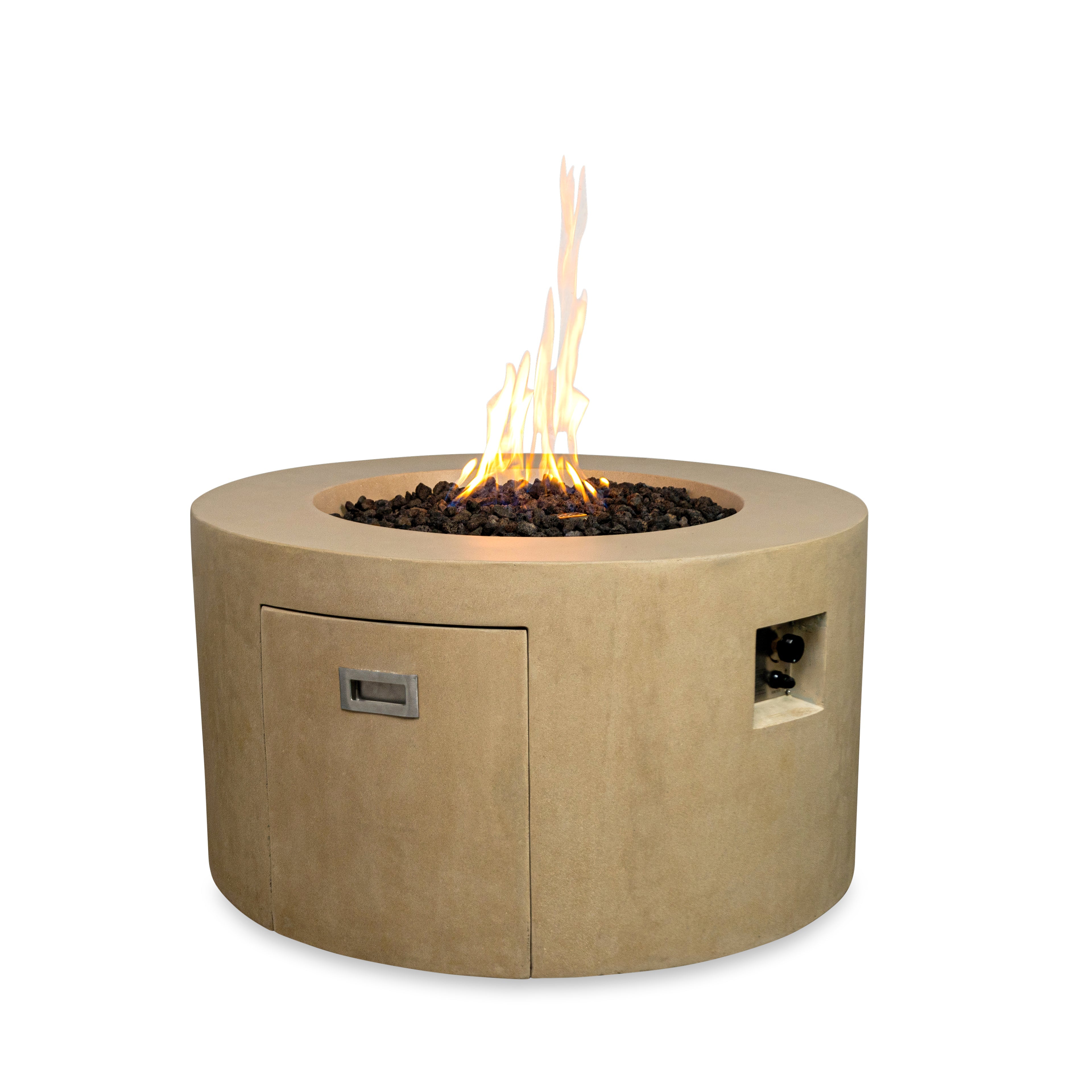 Beton 42" Round Concrete Propane Gas Fire Pit with Access Door#Finish_Sand