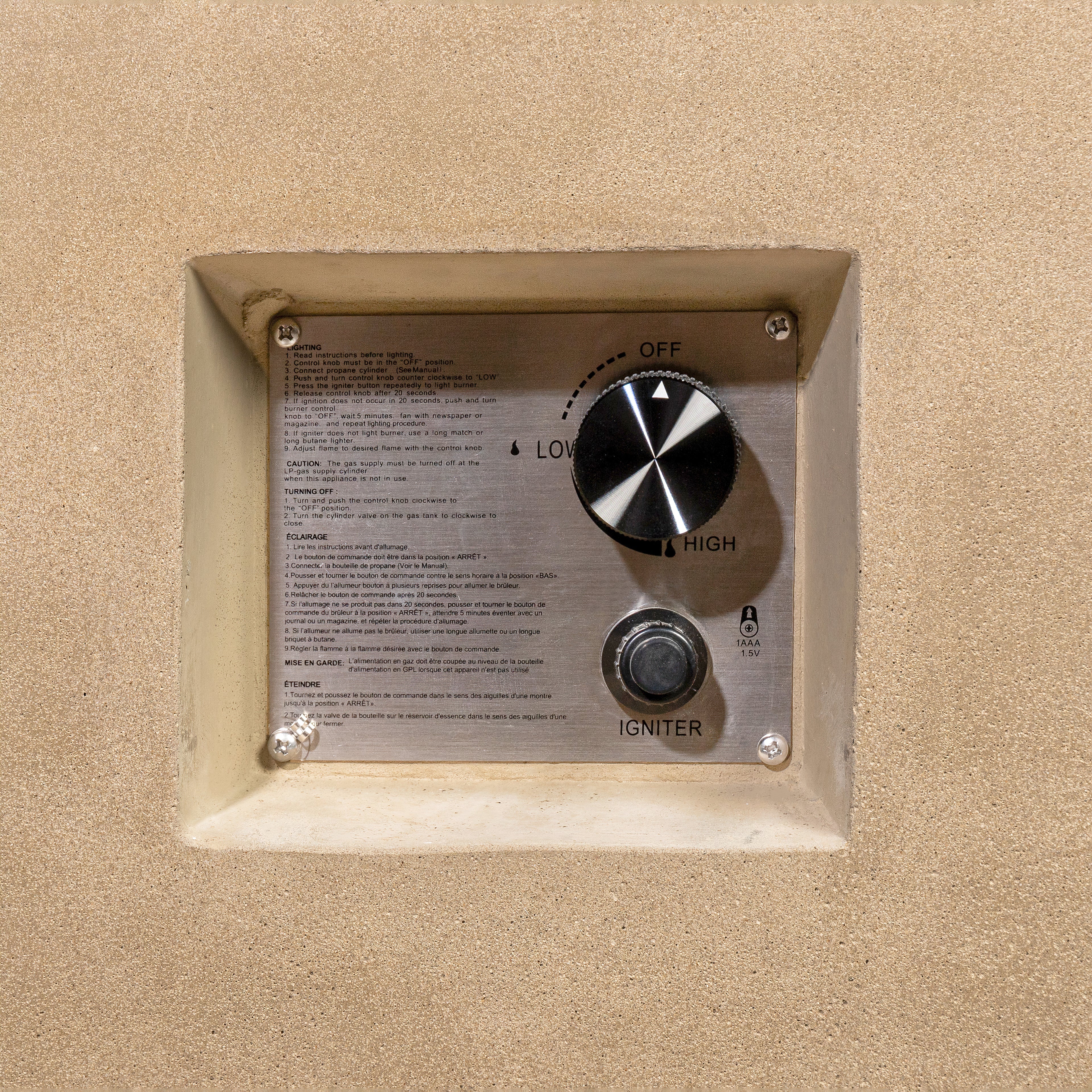 Beton 42" Square Hidden Propane Tank Gas Fire Pit#Finish_Sand