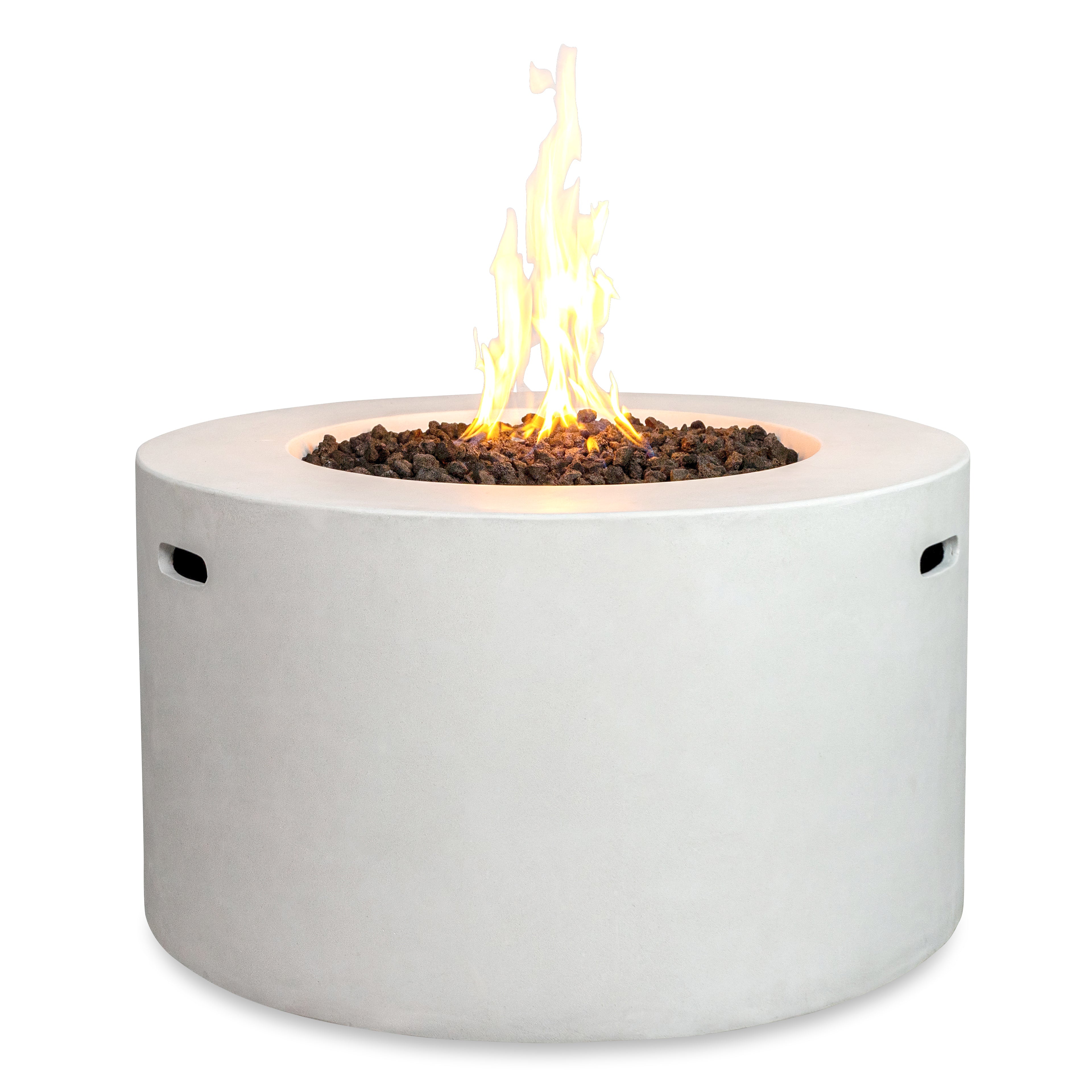 Beton 42" Round Concrete Propane Gas Fire Pit with Access Door#Finish_Stone White
