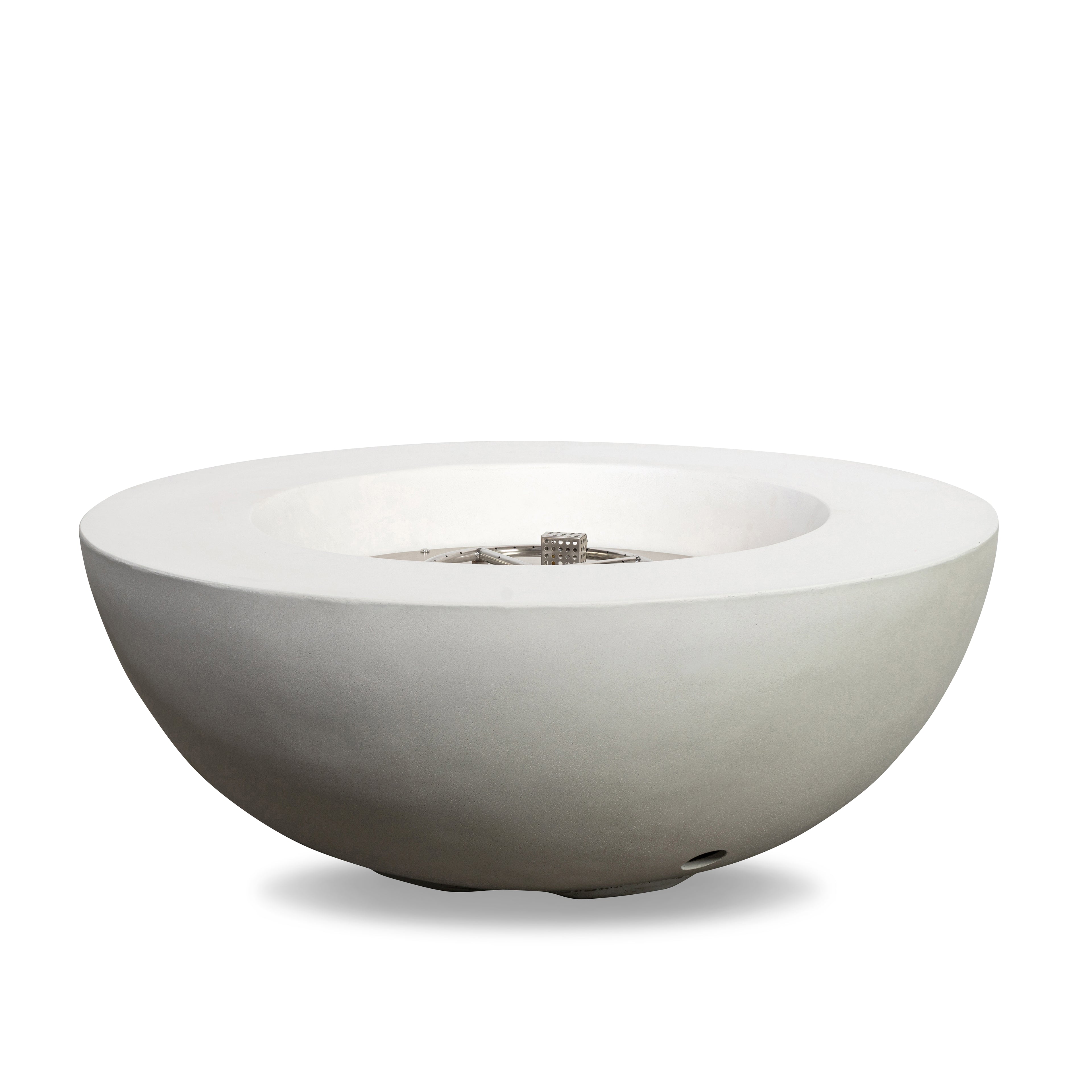 Beton 42" Round Bowl Concrete Natural Gas Fire Pit with Push Button Ignition#Finish_Stone White