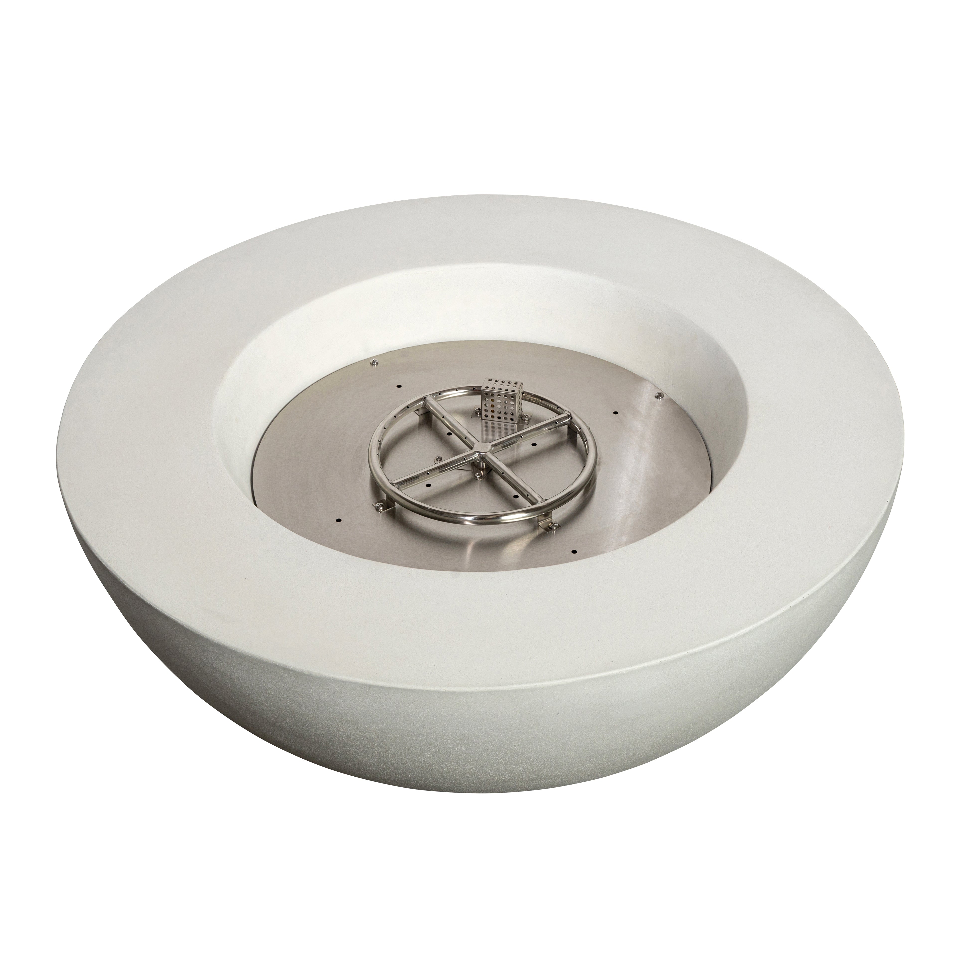 Beton 42" Round Bowl Concrete Natural Gas Fire Pit with Push Button Ignition#Finish_Stone White