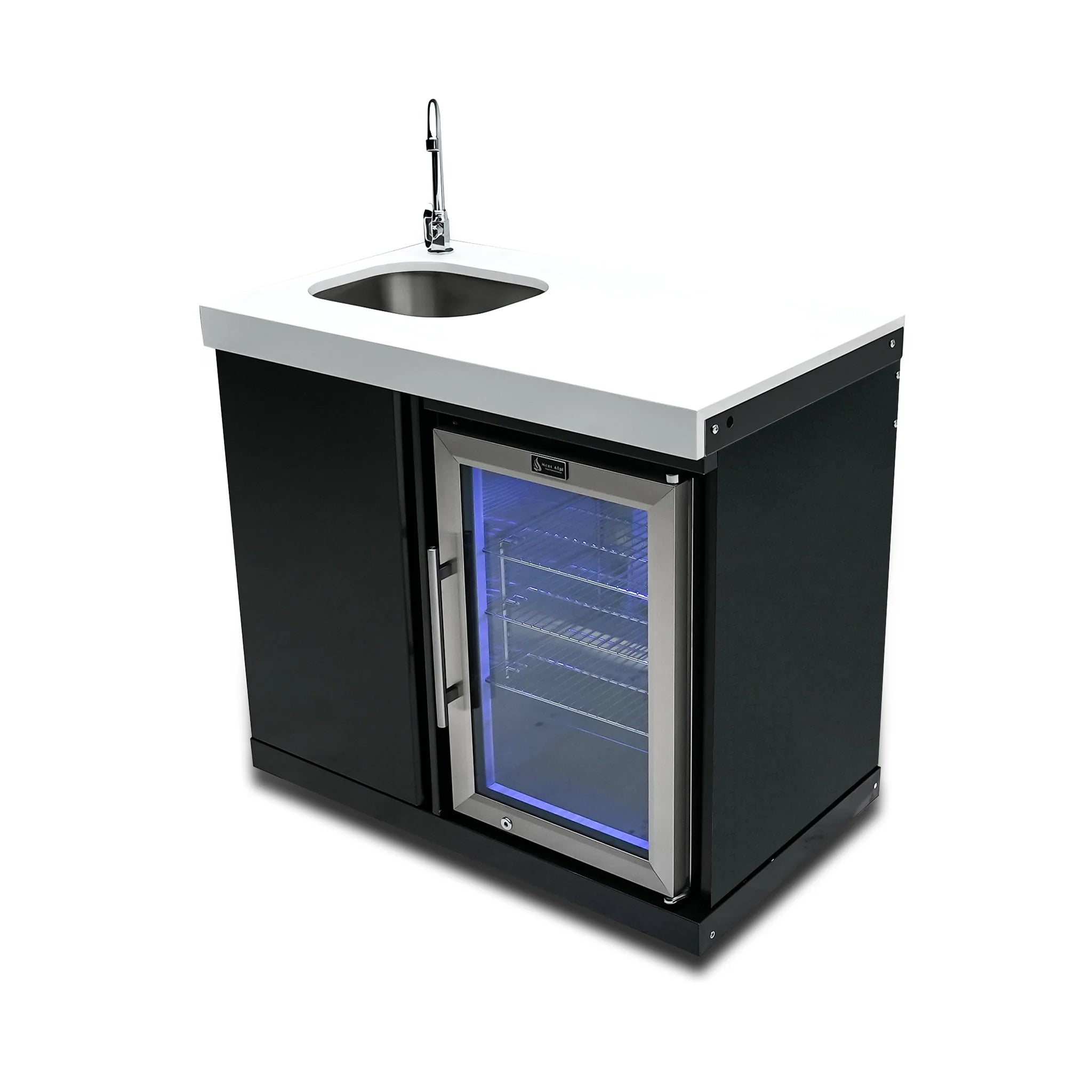 Black Stainless Steel Outdoor Rated Beverage Center