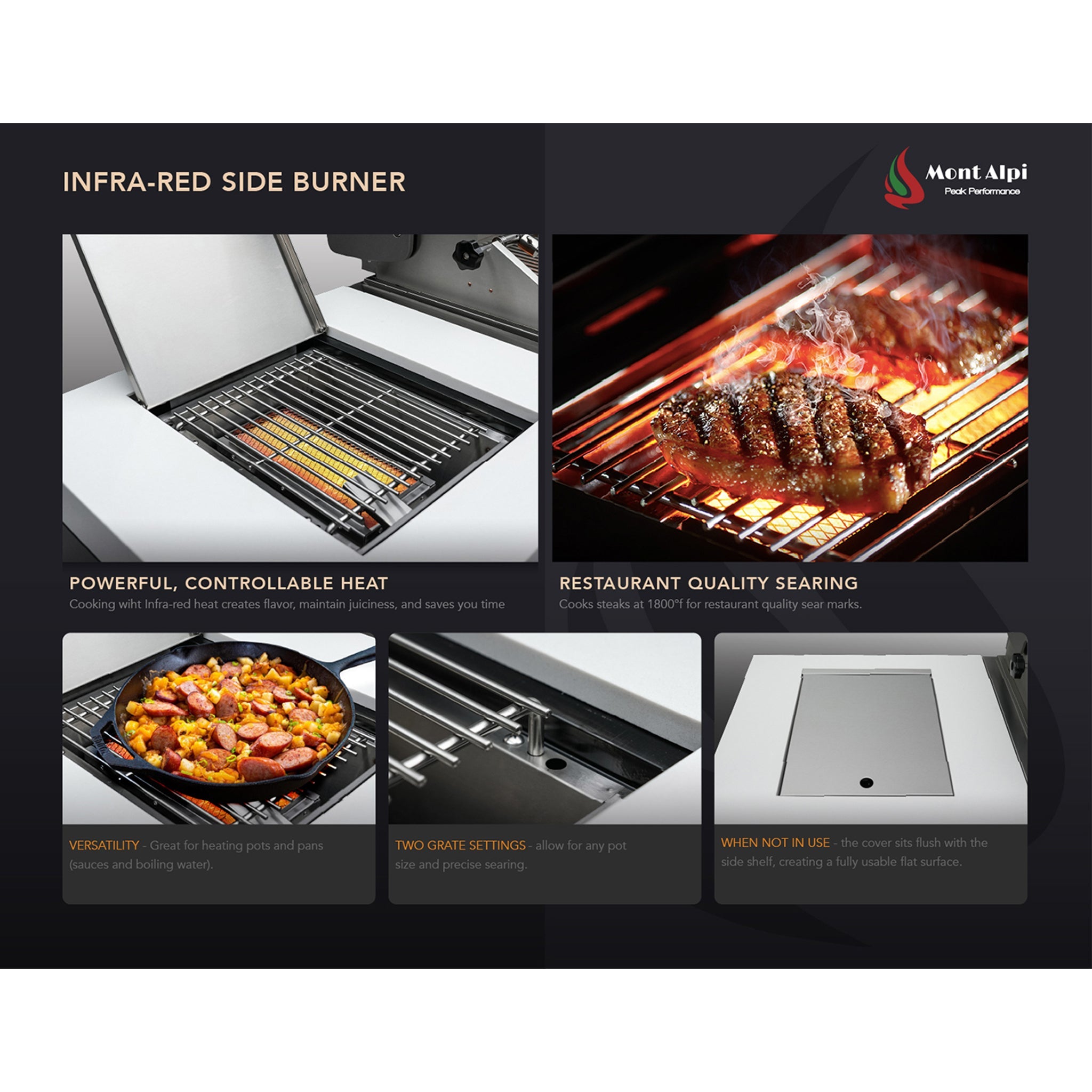 400 Deluxe 10 ft. Stainless Steel 4-Burner Outdoor Kitchen Island with Beverage Center