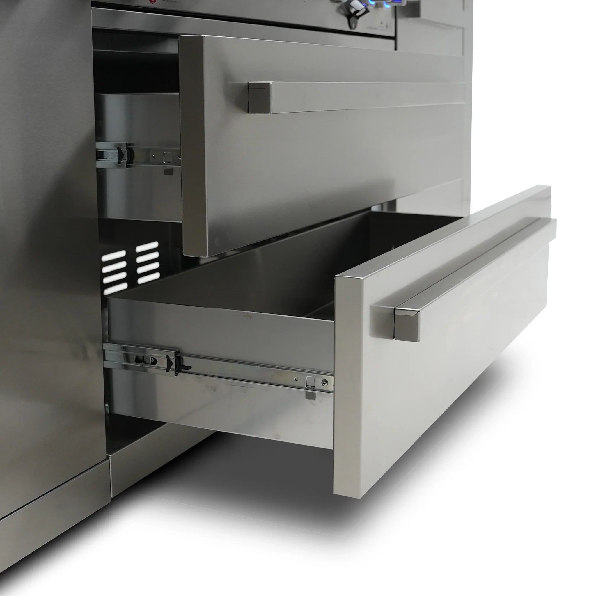 400 Deluxe 7 ft. Stainless Steel 4-Burner Outdoor Kitchen Island with Refrigerator