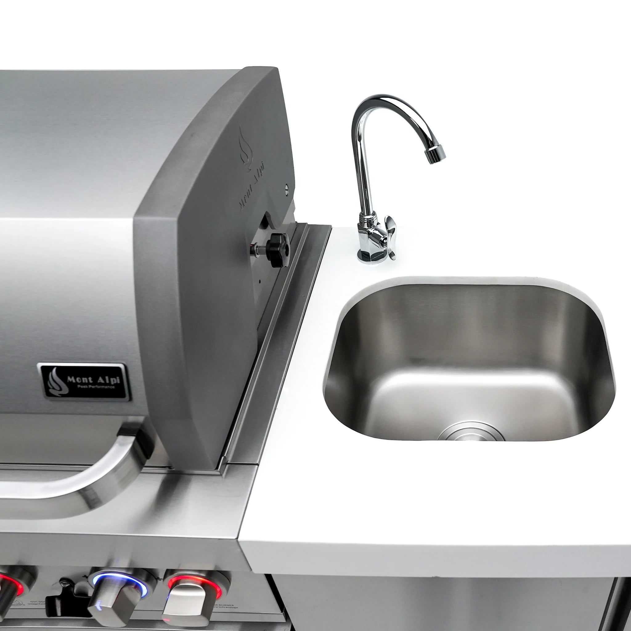 805 Original 8 ft. Stainless Steel 6-Burner Outdoor Kitchen Island with 90-Degree Corner