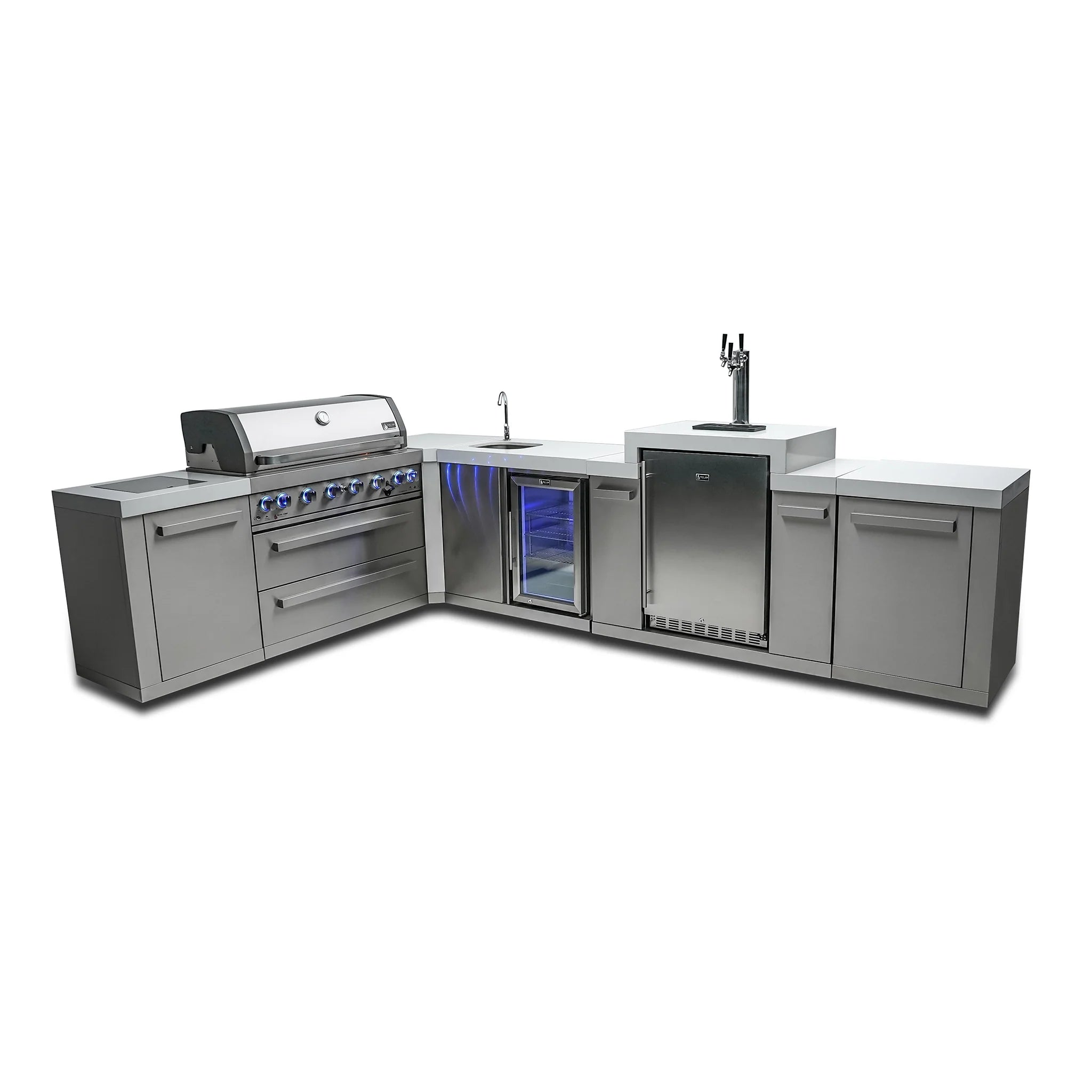 805 Original 8 ft. Stainless Steel 6-Burner Outdoor Kitchen Island with 90-Degree Corner