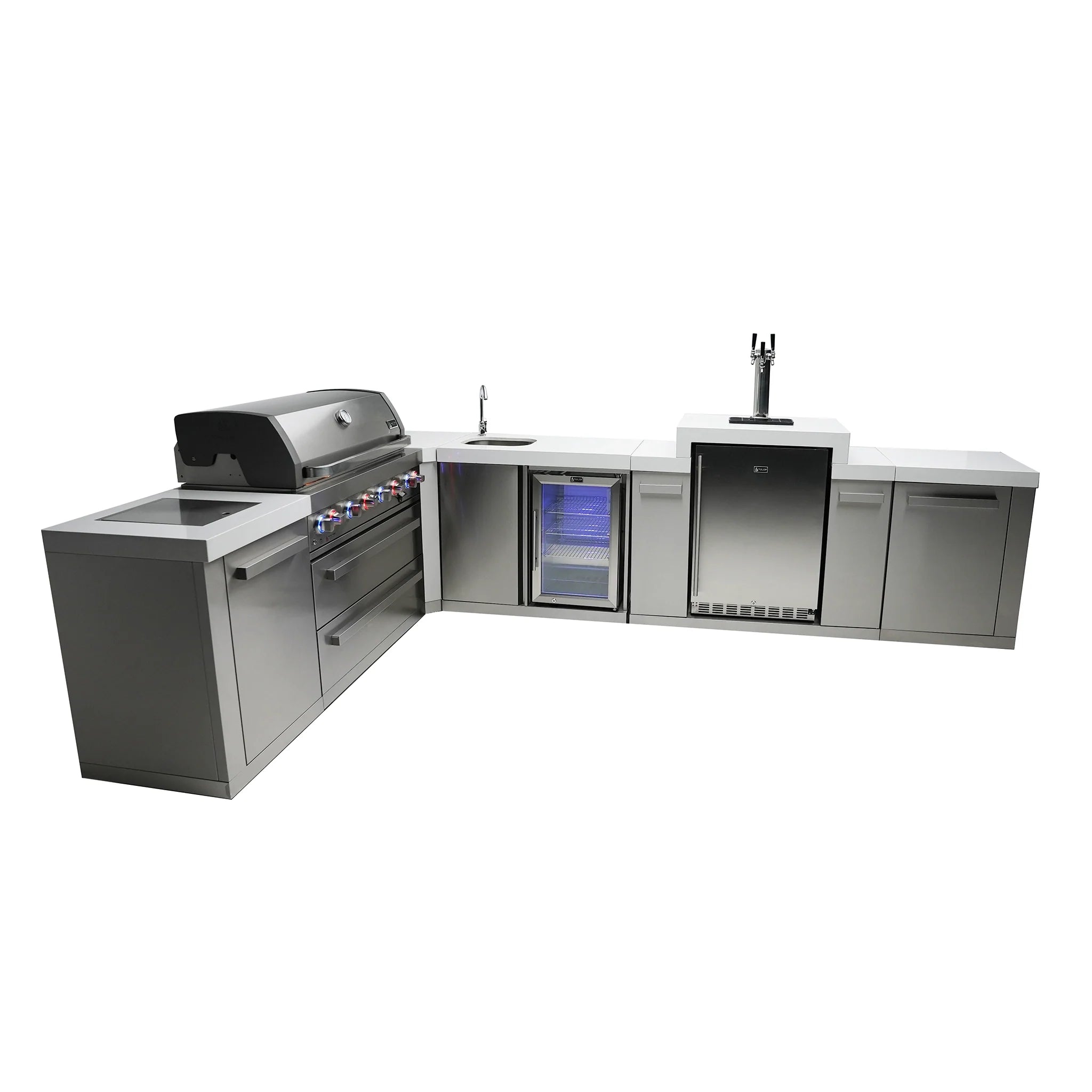 805 Original 8 ft. Stainless Steel 6-Burner Outdoor Kitchen Island with 90-Degree Corner