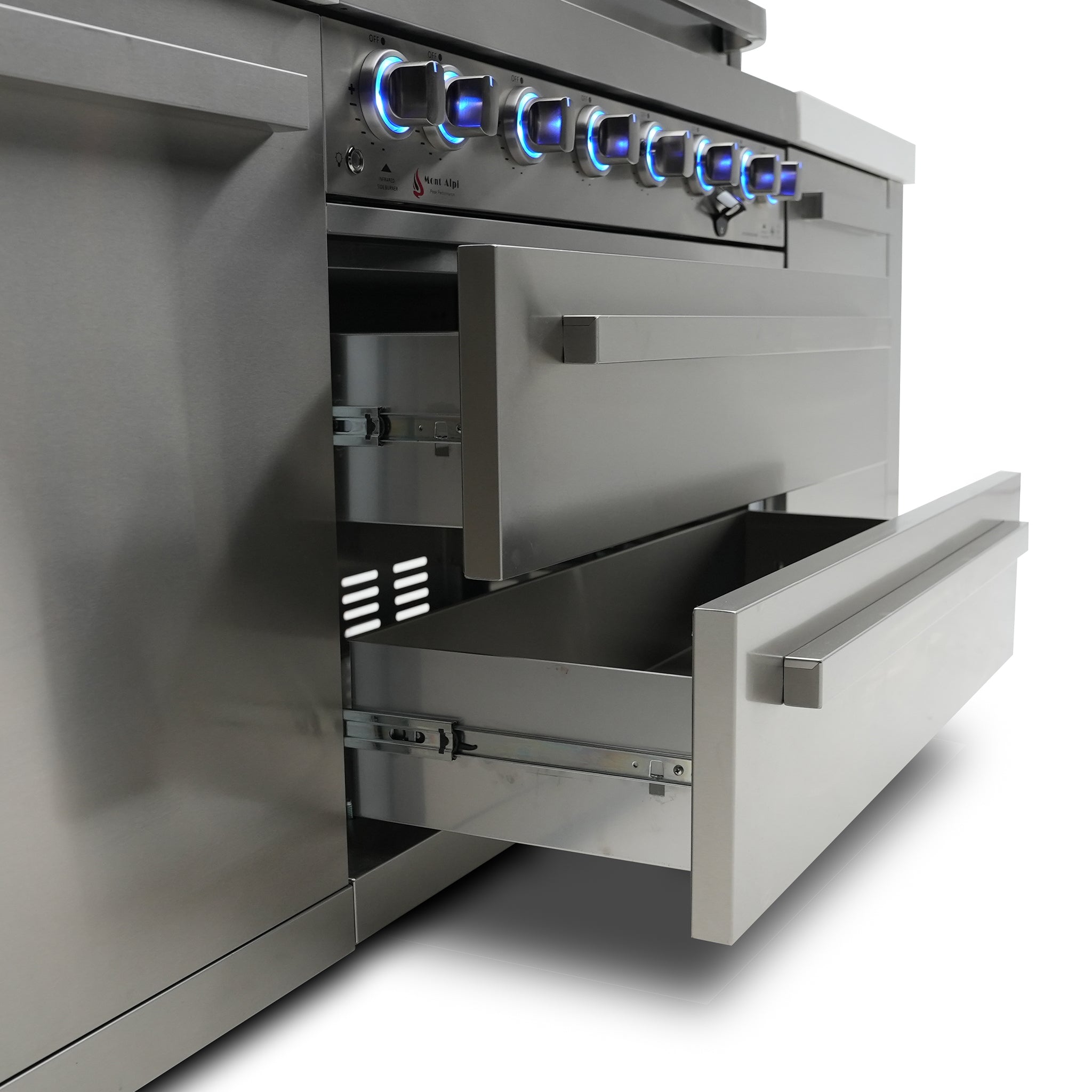 805 Original 11 ft. Stainless Steel 6-Burner Outdoor Kitchen Island with Beverage Center