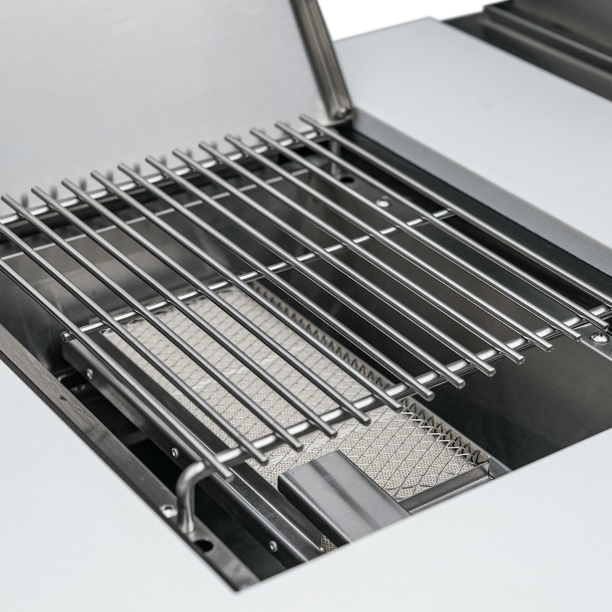 805 10 ft. Black Stainless Steel 6-Burner Outdoor Kitchen Island with 45-Degree Corners and Fridge Cabinet