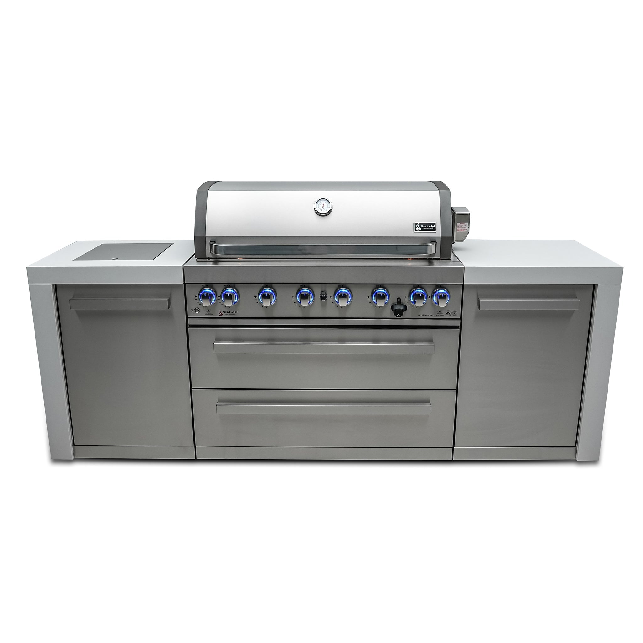805 Deluxe 8 ft. Stainless Steel 6-Burner Outdoor Kitchen Island