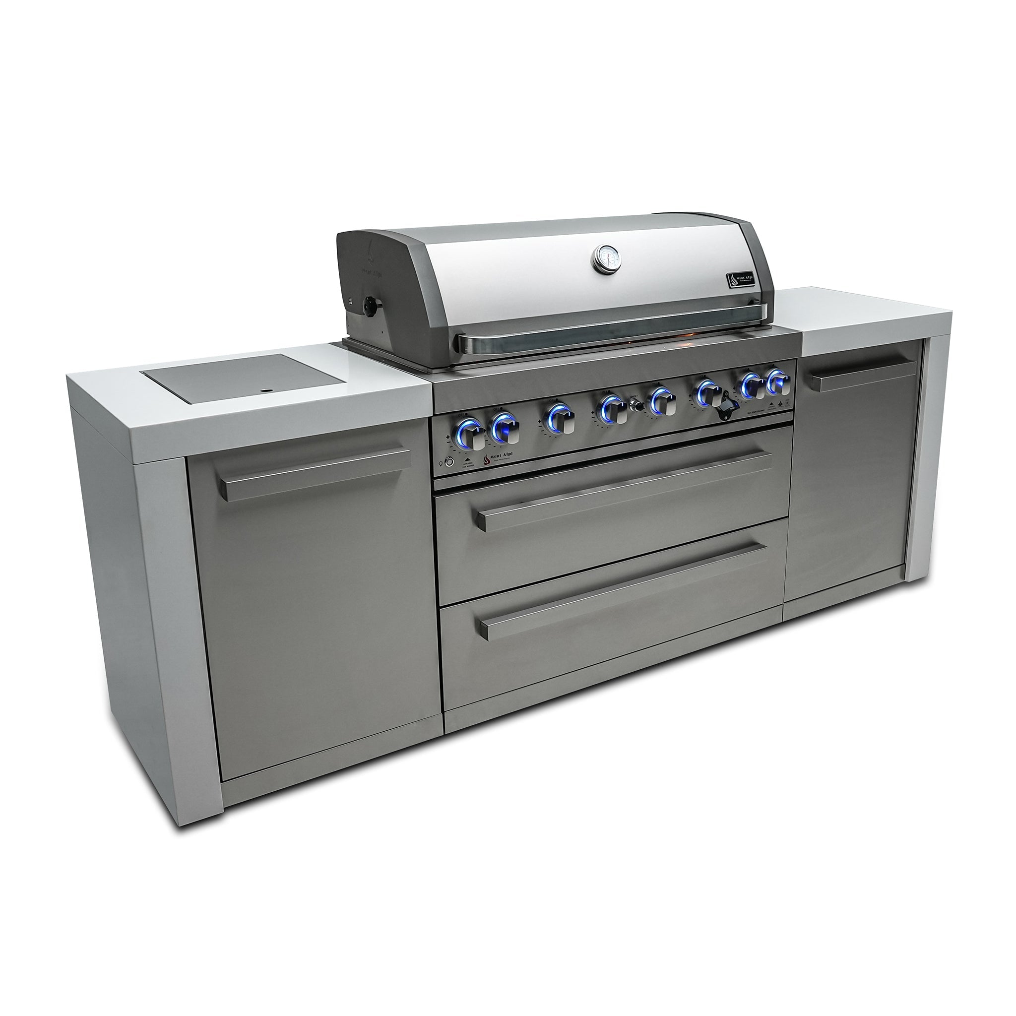 805 Deluxe 8 ft. Stainless Steel 6-Burner Outdoor Kitchen Island