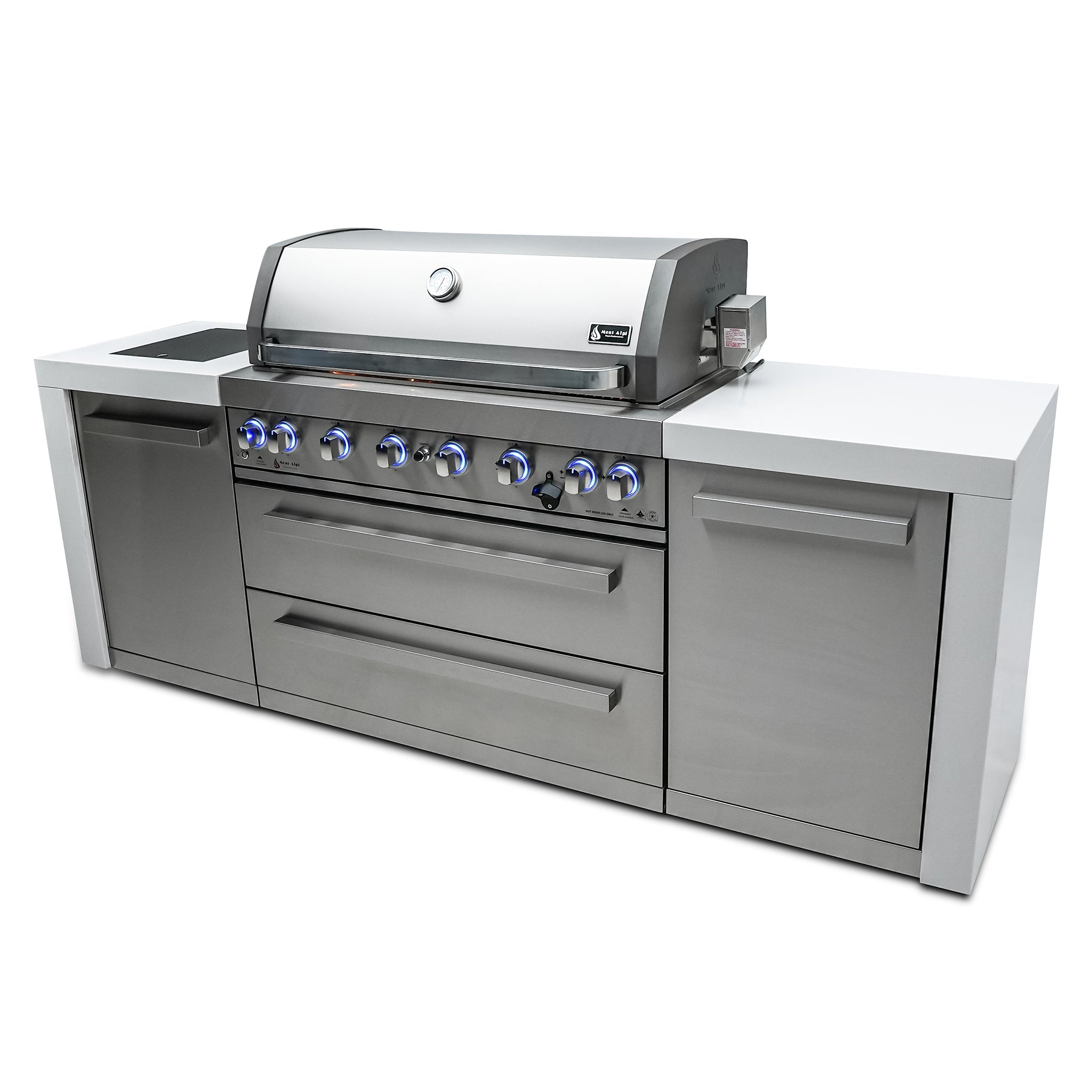 805 Deluxe 8 ft. Stainless Steel 6-Burner Outdoor Kitchen Island