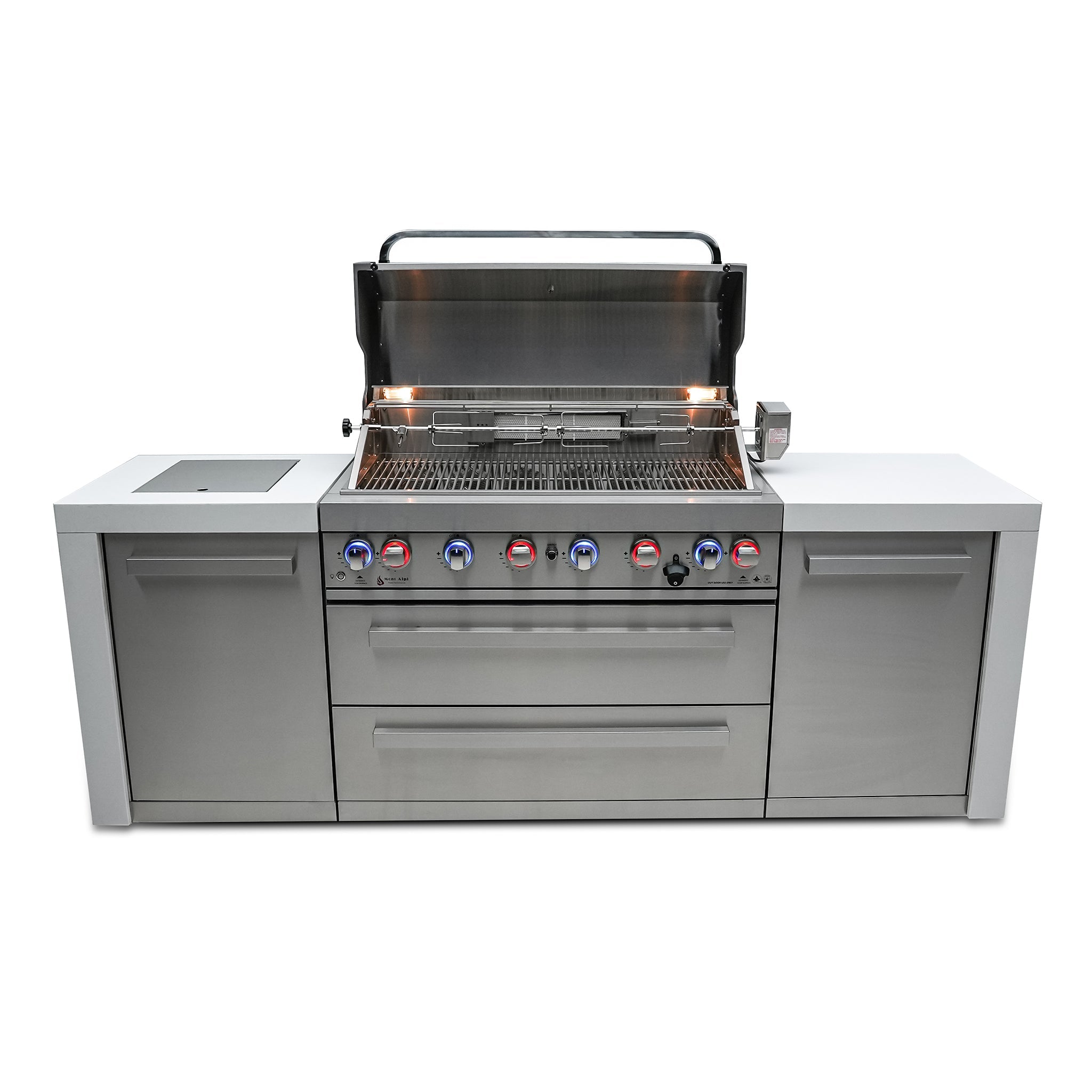 805 Deluxe 8 ft. Stainless Steel 6-Burner Outdoor Kitchen Island