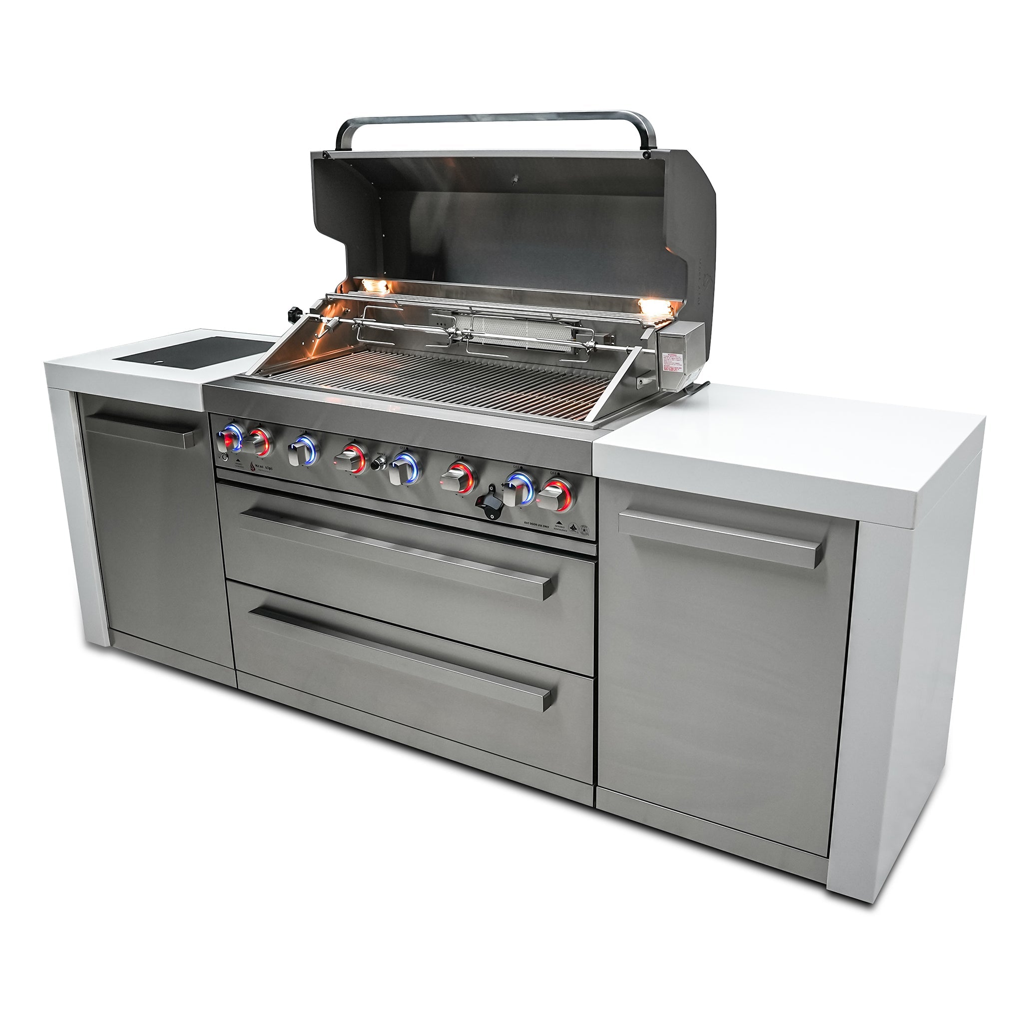805 Deluxe 8 ft. Stainless Steel 6-Burner Outdoor Kitchen Island