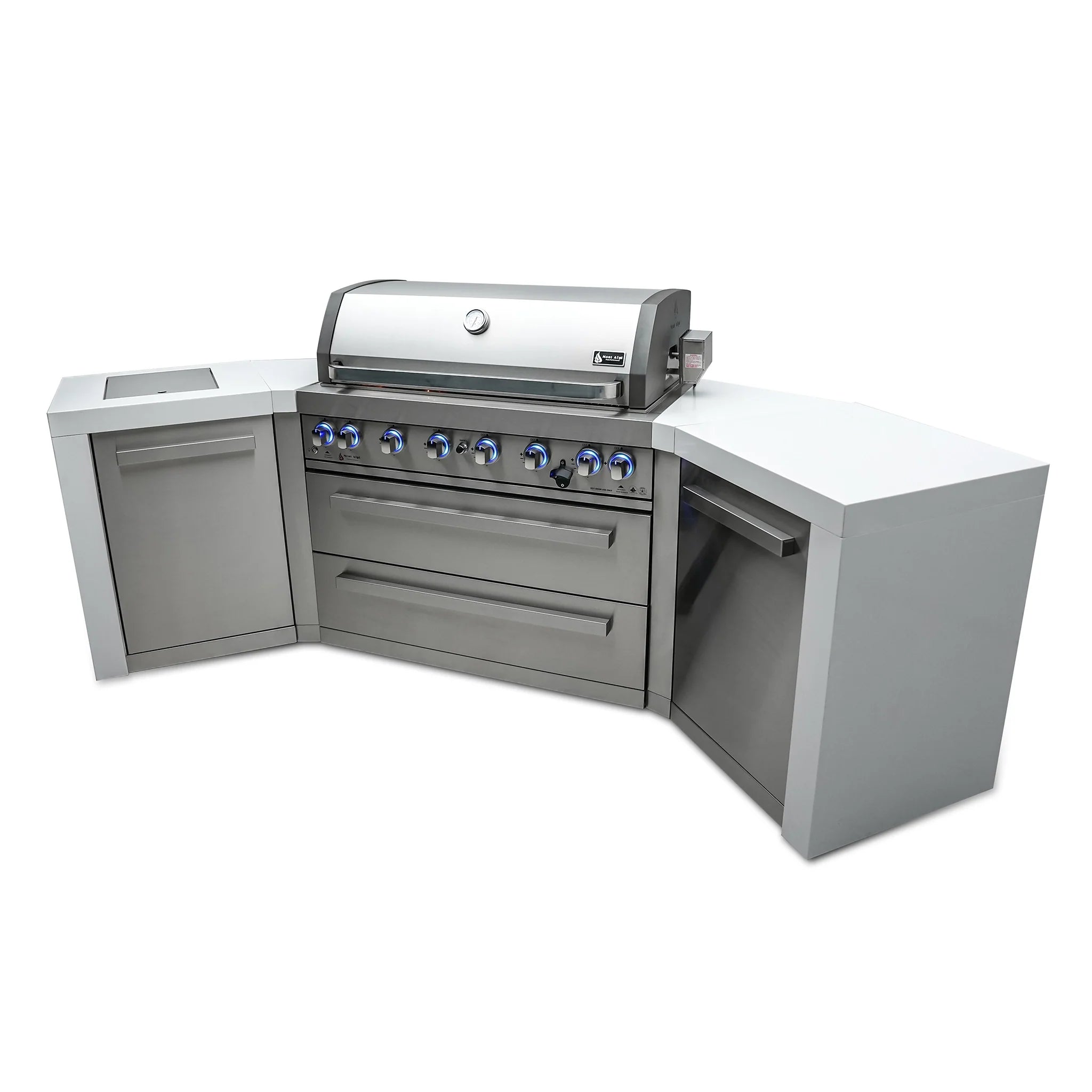 805 Deluxe Stainless Steel 6-Burner Outdoor Kitchen Island with 45-Degree Corners