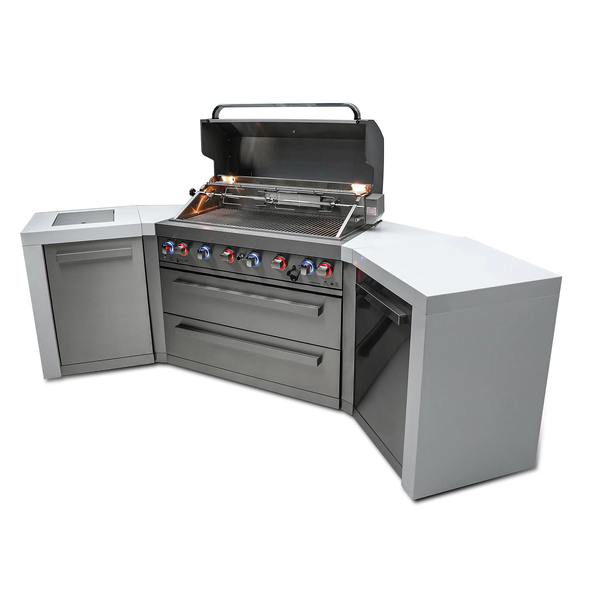 805 Deluxe Stainless Steel 6-Burner Outdoor Kitchen Island with 45-Degree Corners