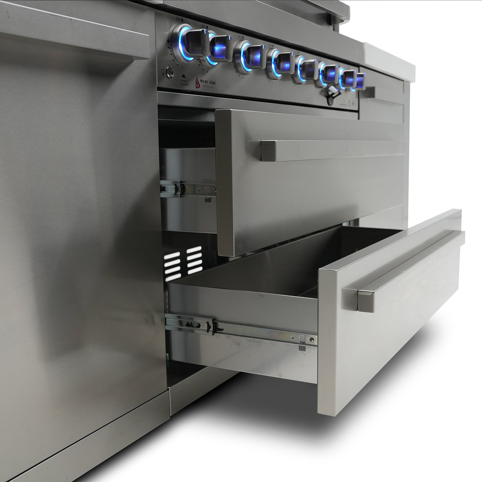 805 Deluxe Stainless Steel 6-Burner Outdoor Kitchen Island with 90-Degree Corner