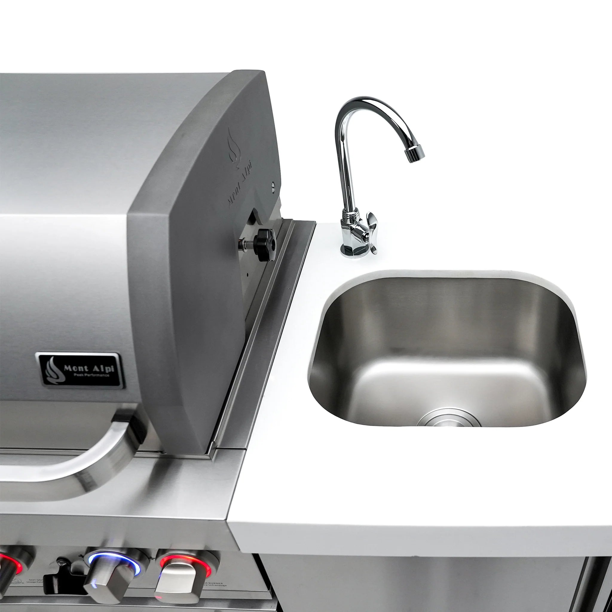 805 Deluxe 11 ft. Stainless Steel 6-Burner Outdoor Kitchen Island with Beverage Center