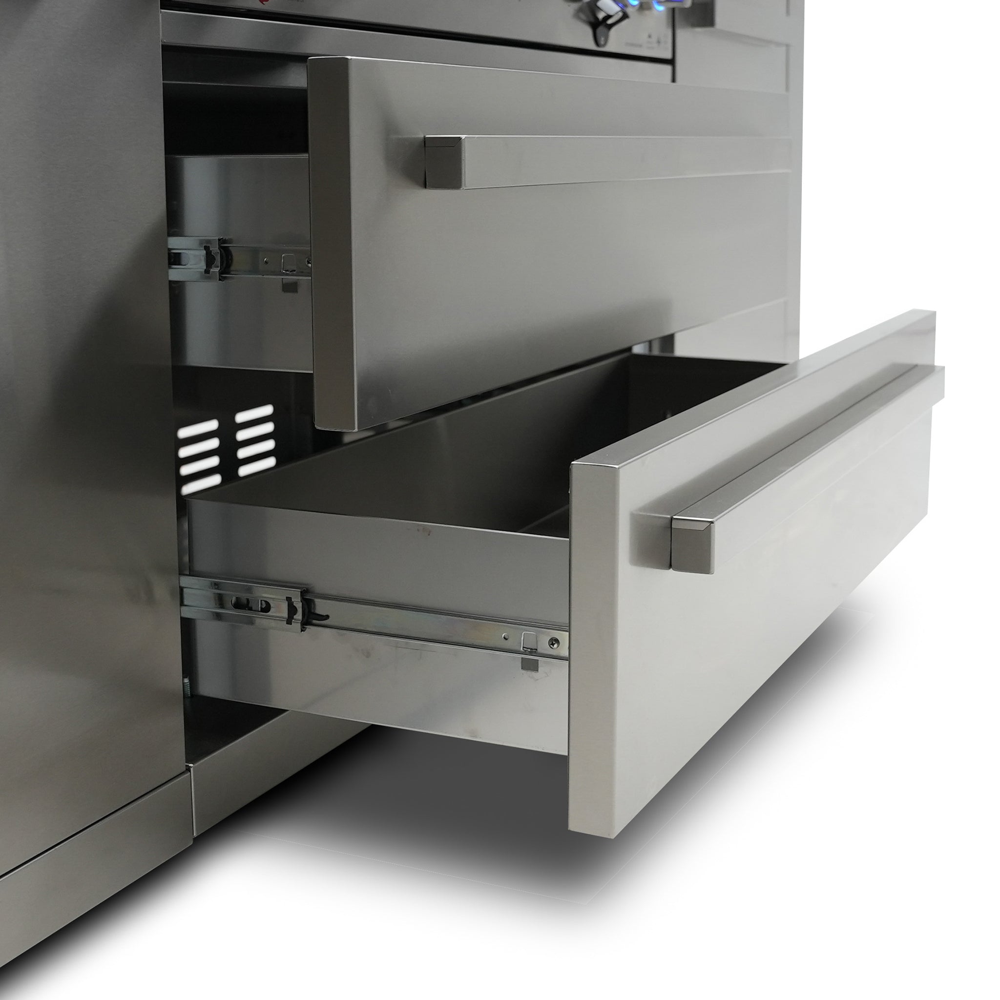 805 Deluxe 11 ft. Stainless Steel 6-Burner Outdoor Kitchen Island with Beverage Center and Fridge Cabinet