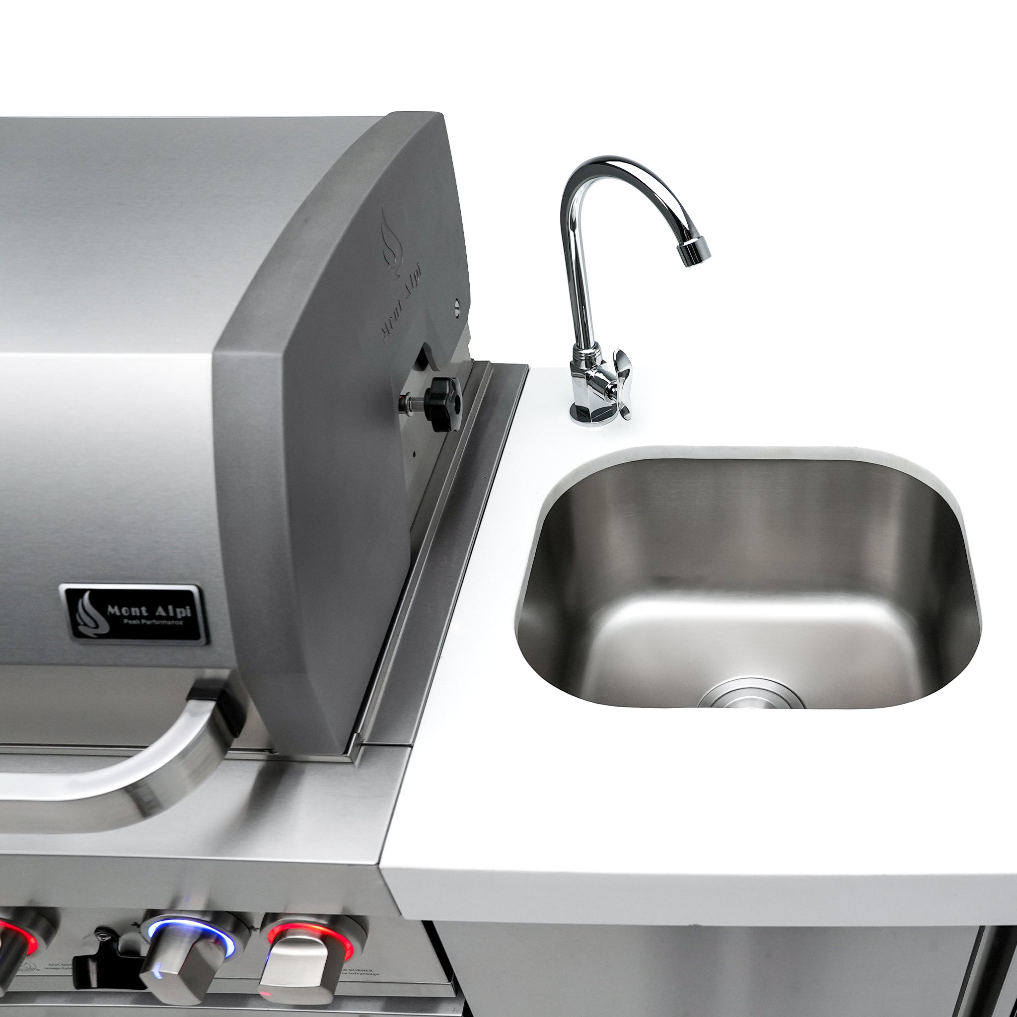 805 Original 15 ft. Stainless Steel 6-Burner Outdoor Kitchen Island with Beverage Center and Kegerator