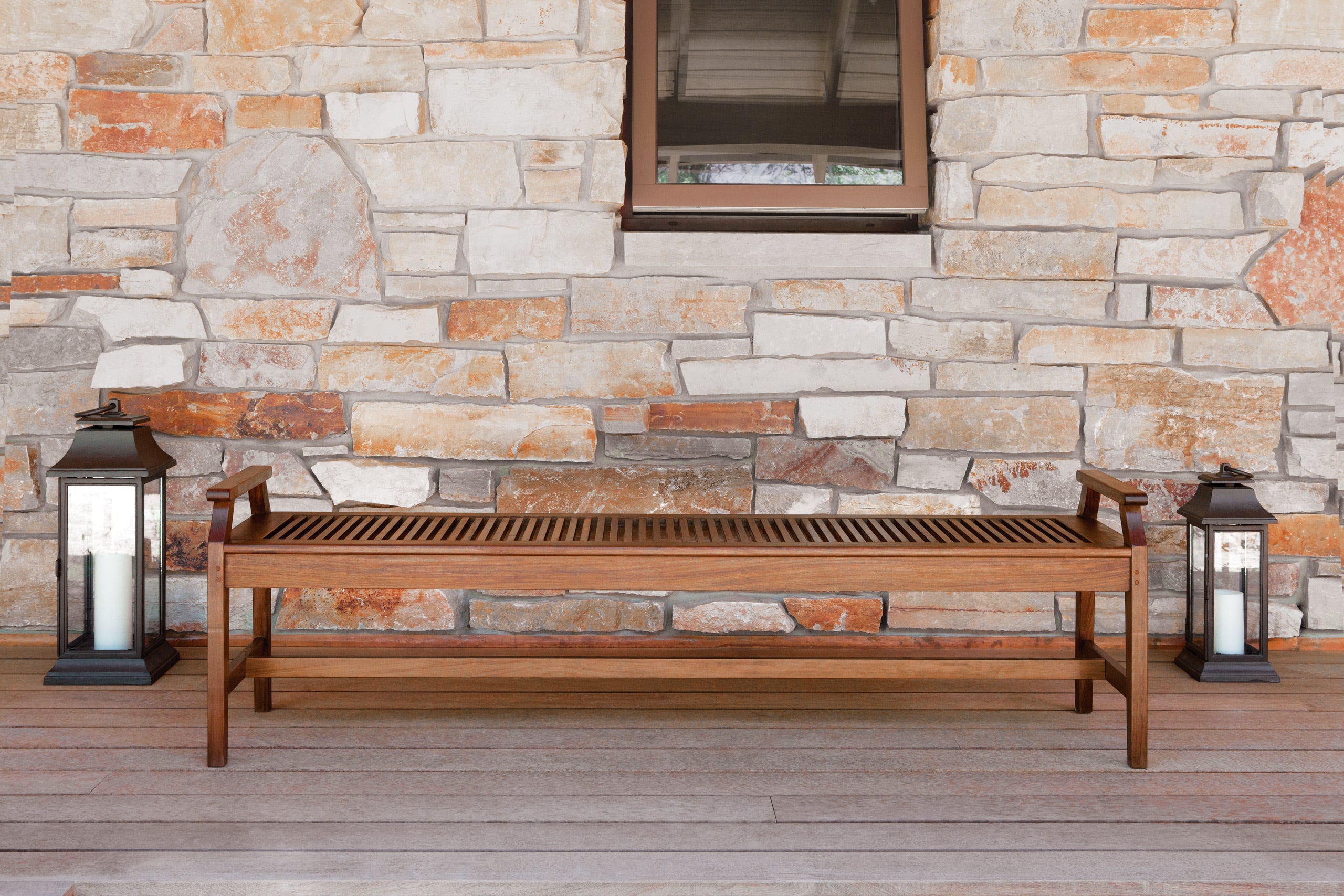 Opal 72" Ipe Wood Bench with Arms