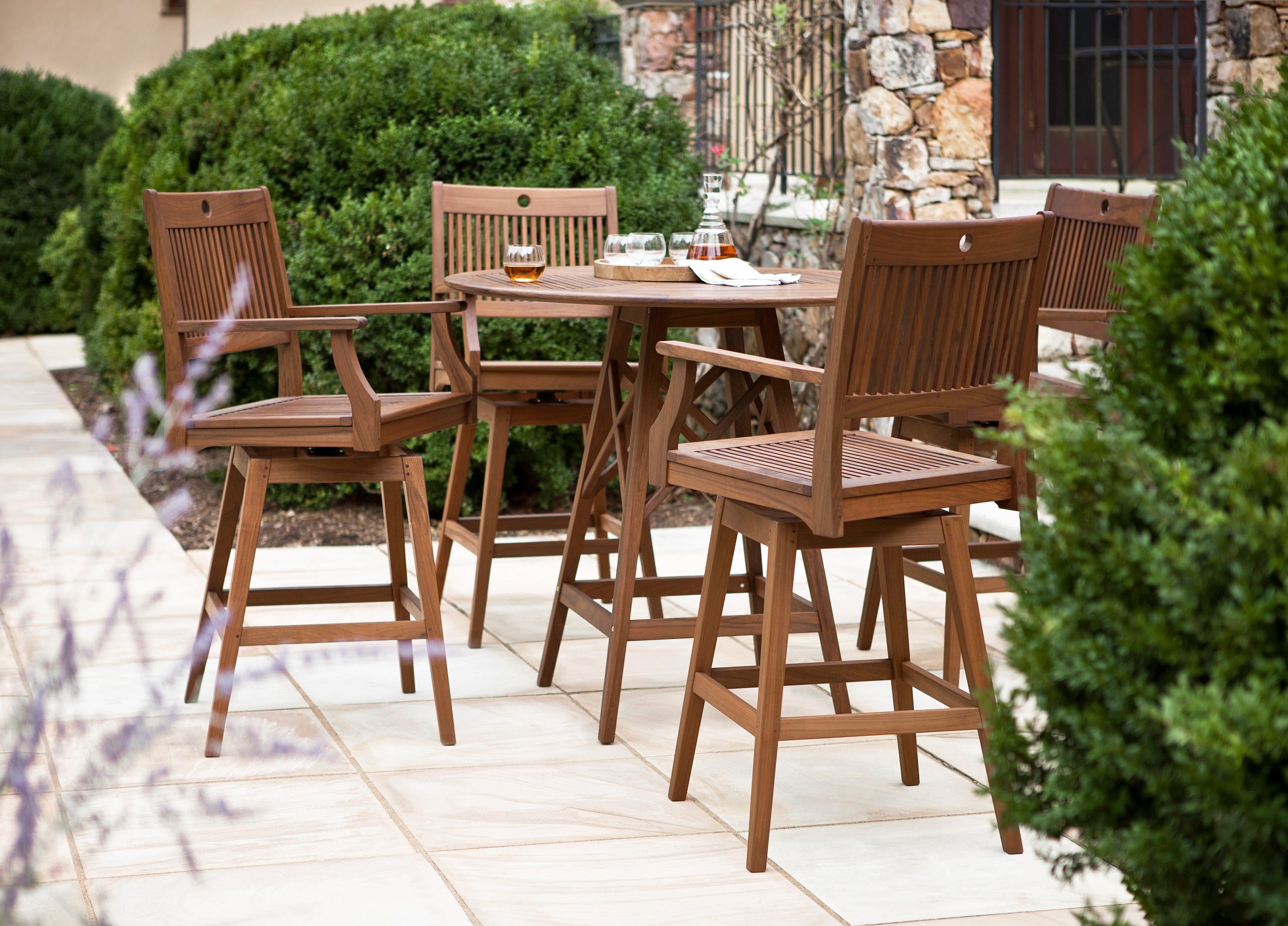 Opal 48" Round Ipe Wood Bar Table