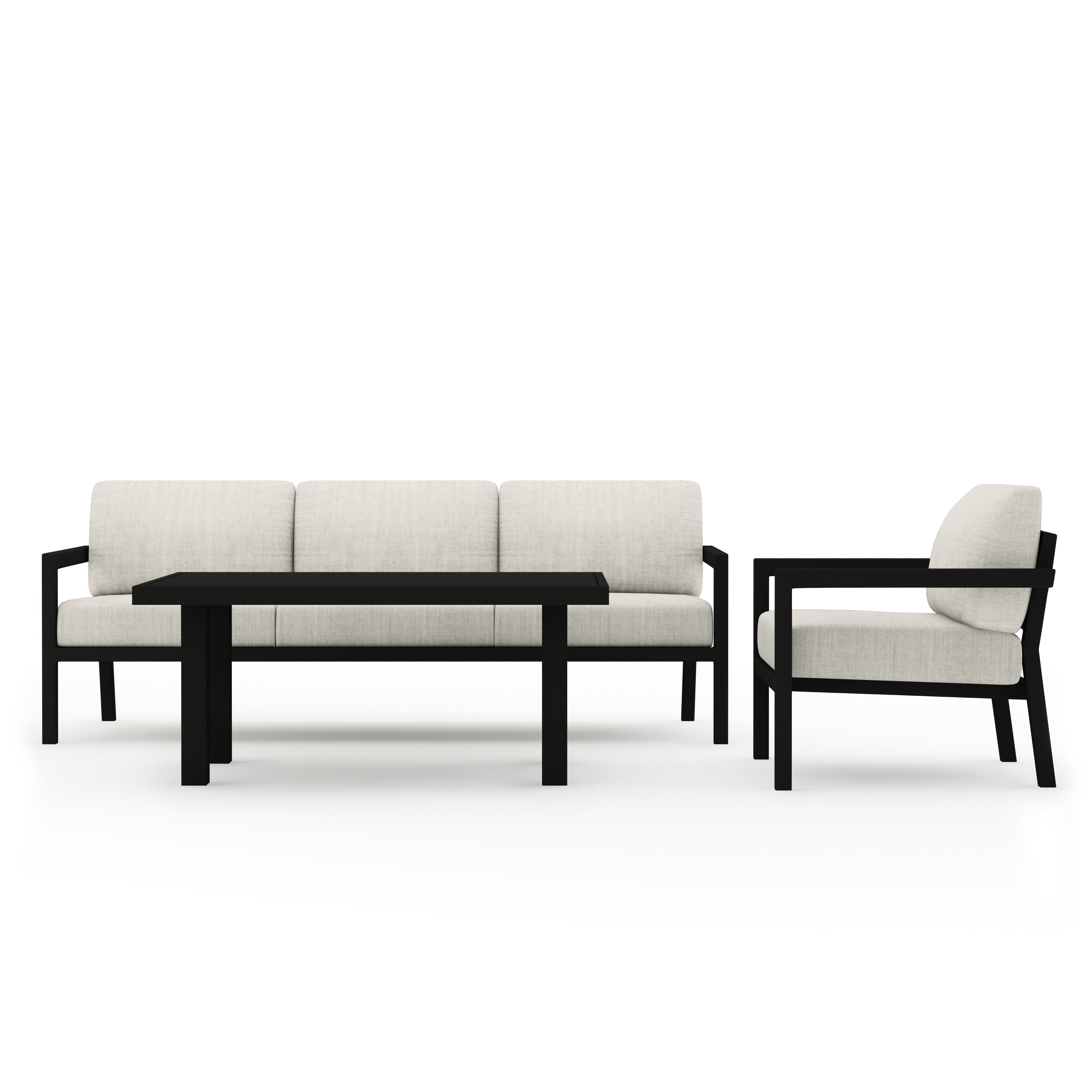 Pacifica Classic 3 Piece Sofa Set#Finish_Black#Fabric_Cast Silver
