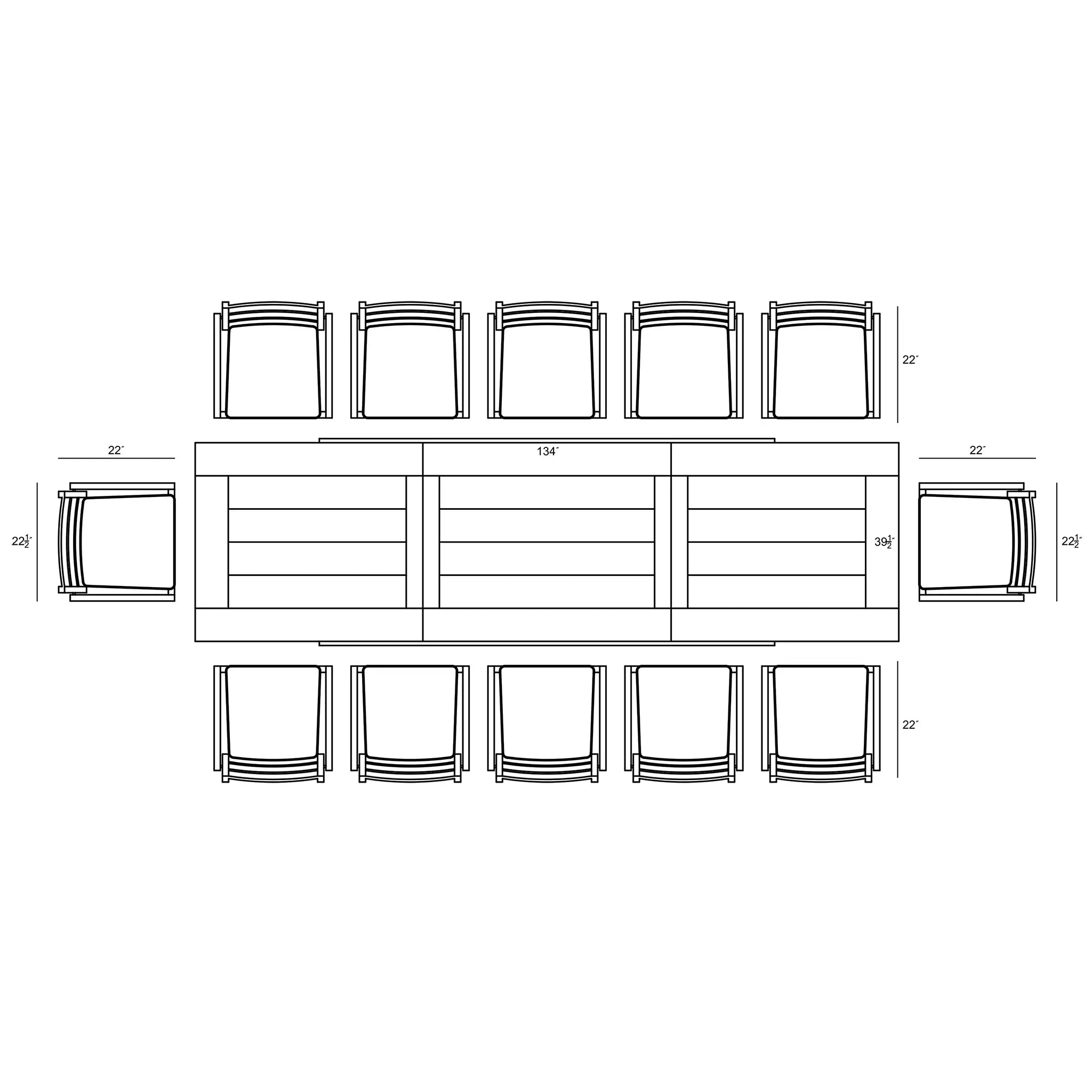 Harmonia Living Pacifica Communal 12 Seat Aluminum Extendable Reclaimed Teak Dining Set 54