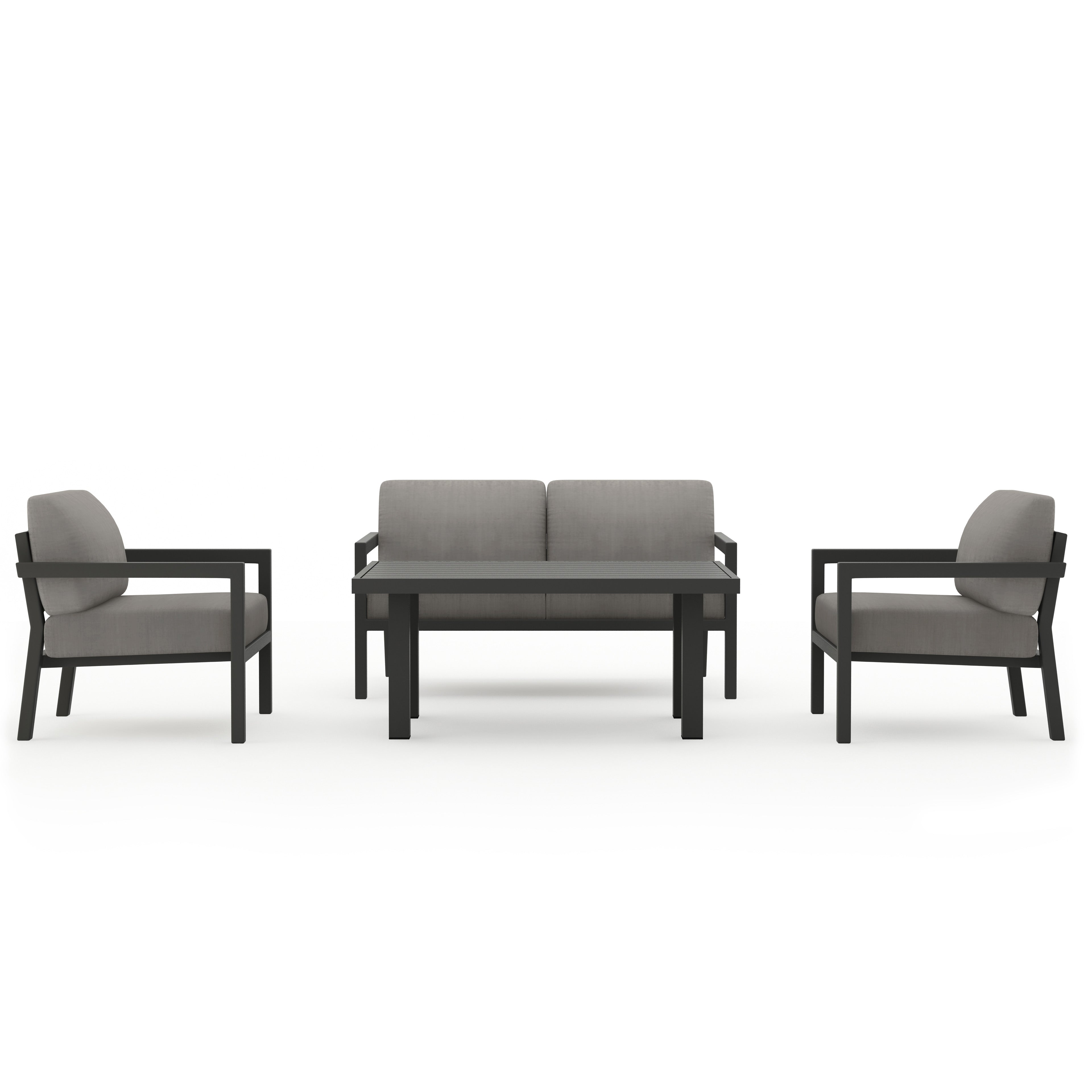 Pacifica Classic 4 Piece Aluminum Loveseat Set#Finish_Slate#Fabric_Canvas Charcoal