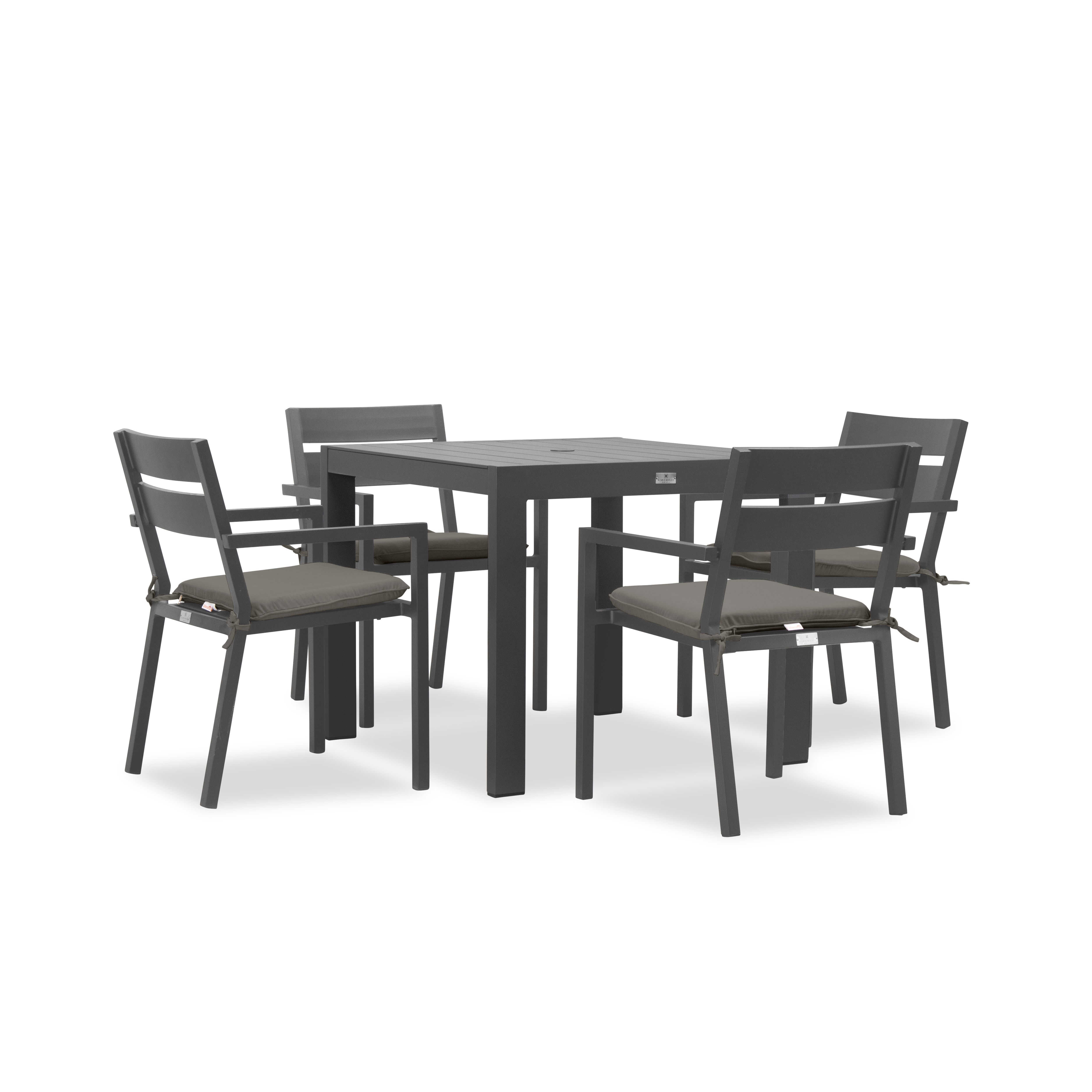 Pacifica Classic 4 Seat Square Dining Set#Finish_Slate#Fabric_Canvas Charcoal