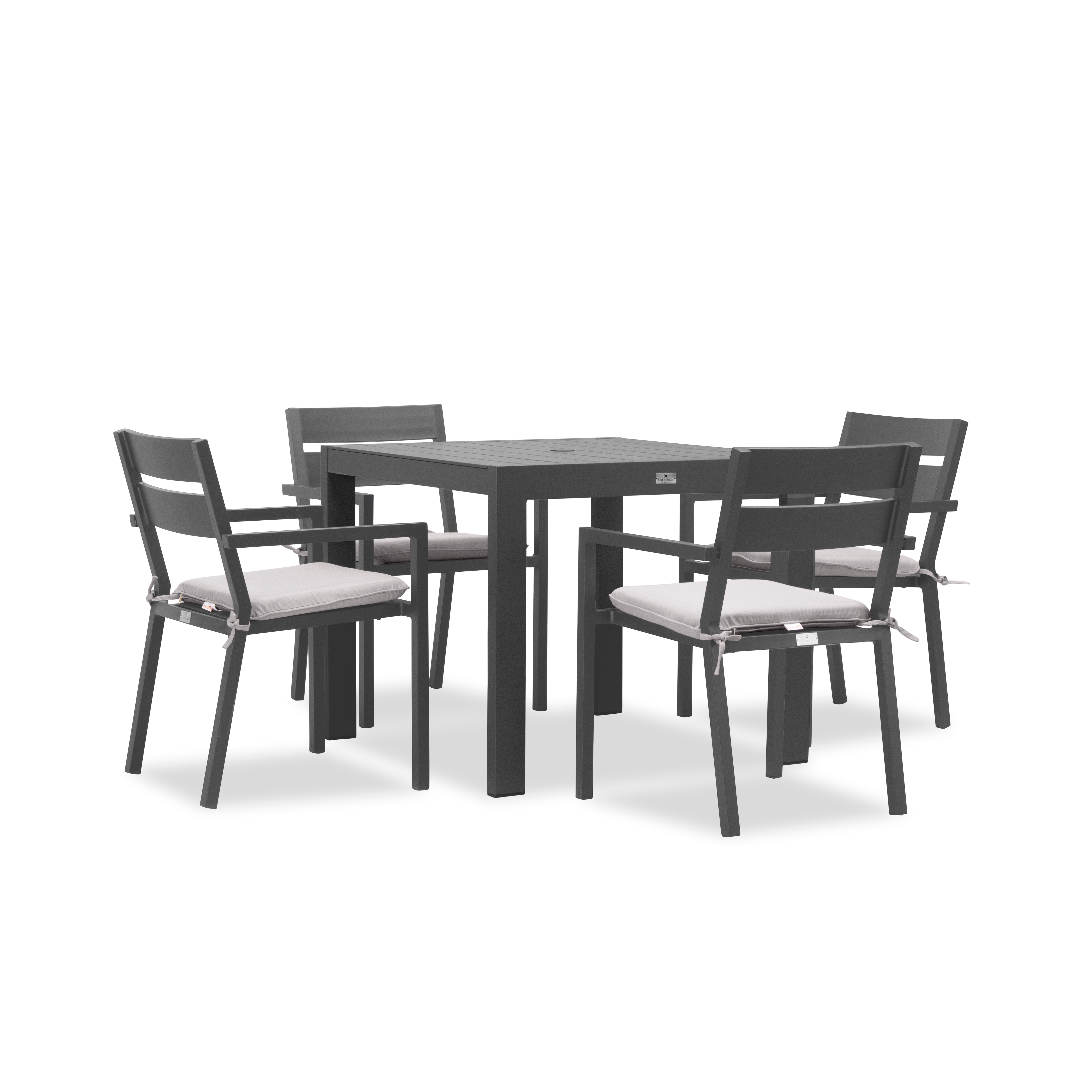 Pacifica Classic 4 Seat Square Dining Set#Finish_Slate#Fabric_Cast Silver