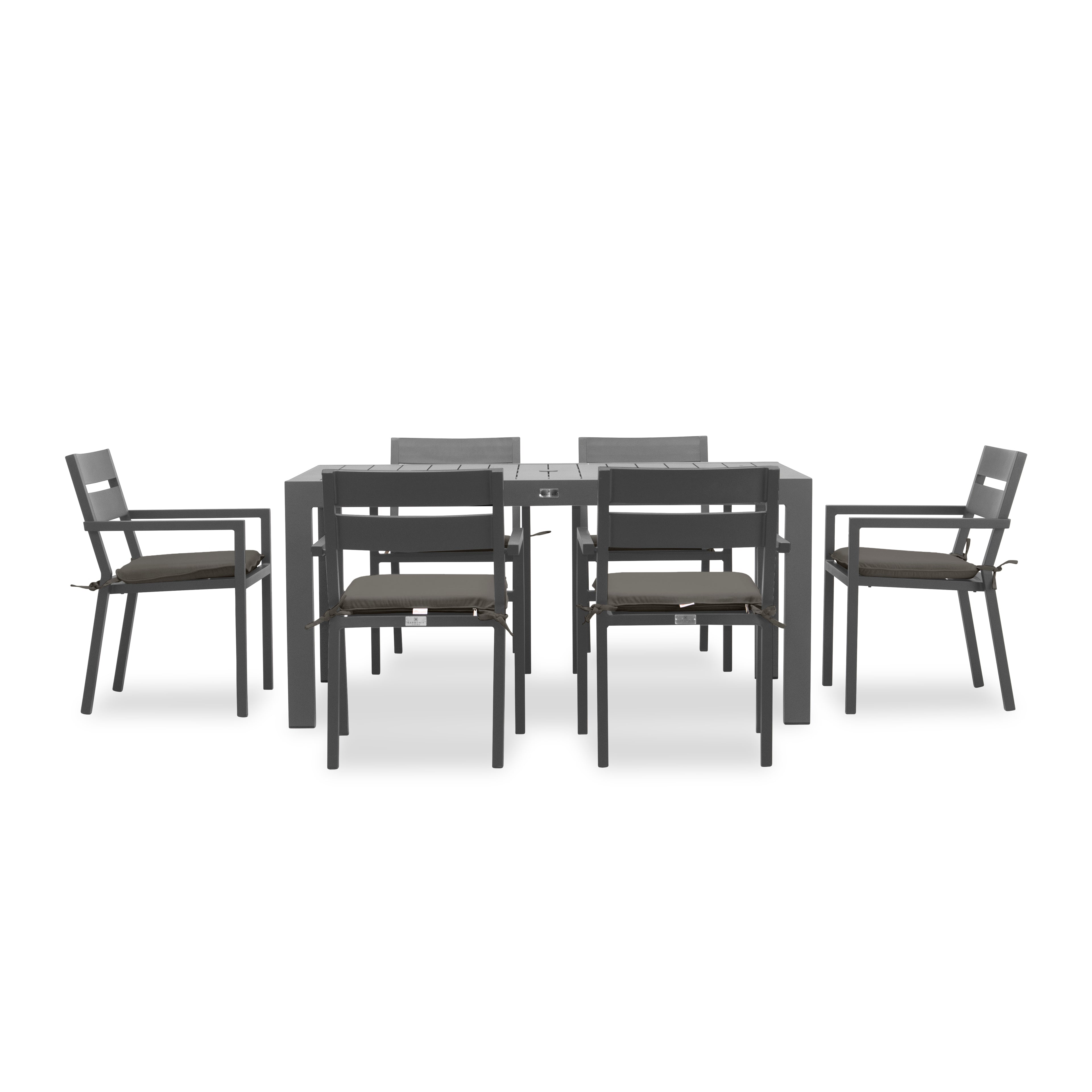 Pacifica Classic 6 Seat Rectangular Dining Set#Finish_Slate#Fabric_Canvas Charcoal