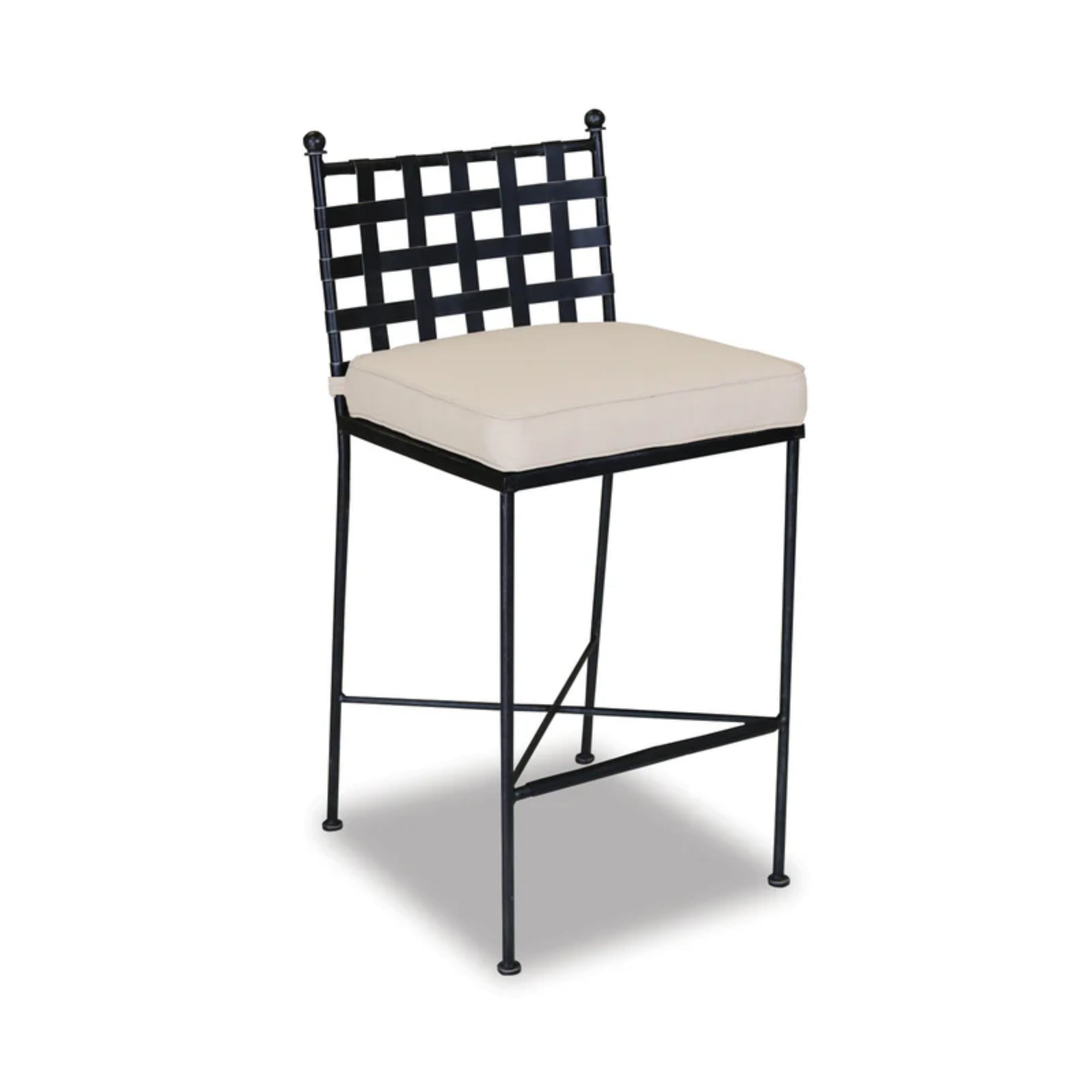 Provence Wrought Iron Cushioned Bar Stool